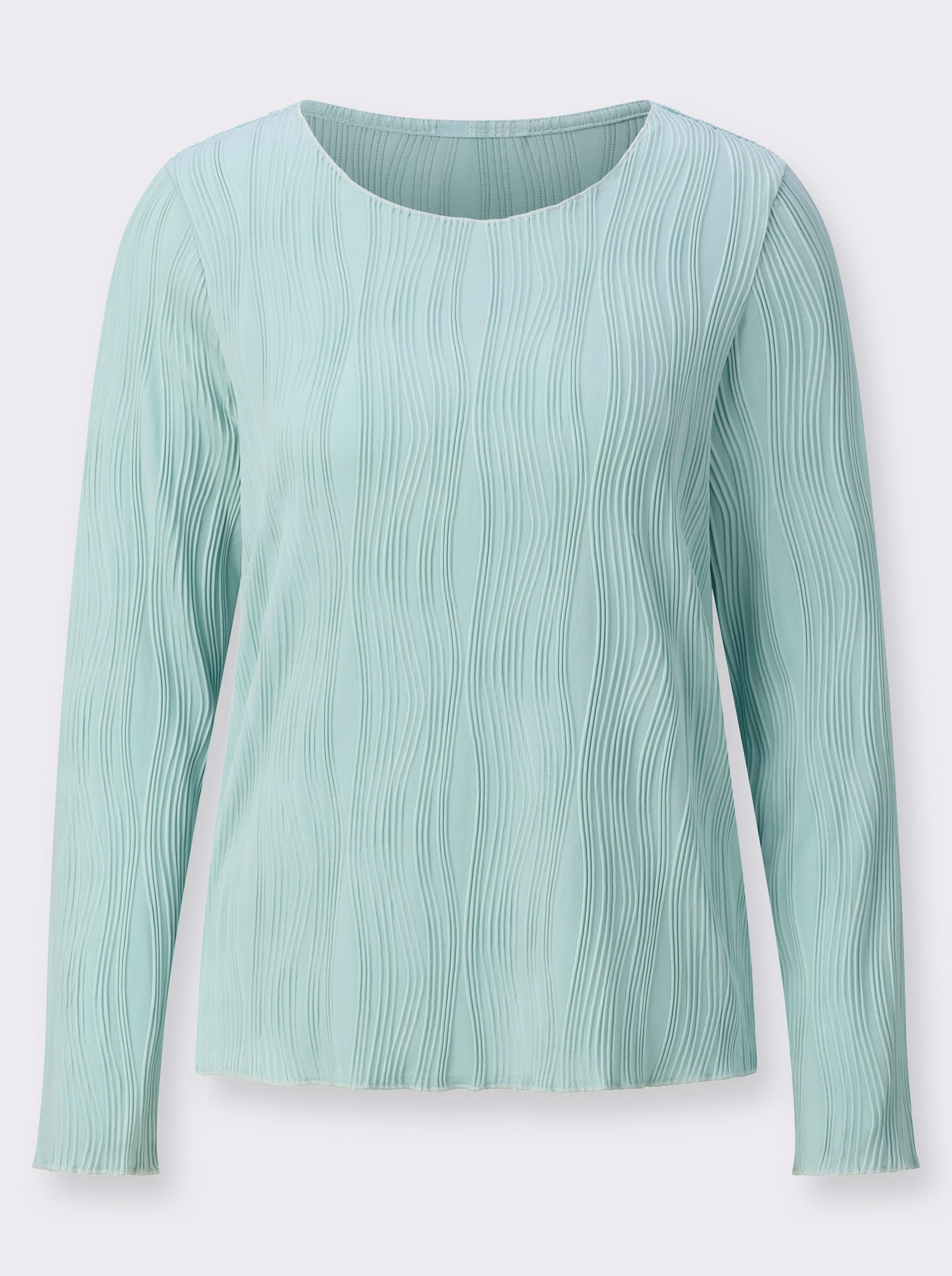Langarmshirt mit Wellen-Struktur - kalkmint