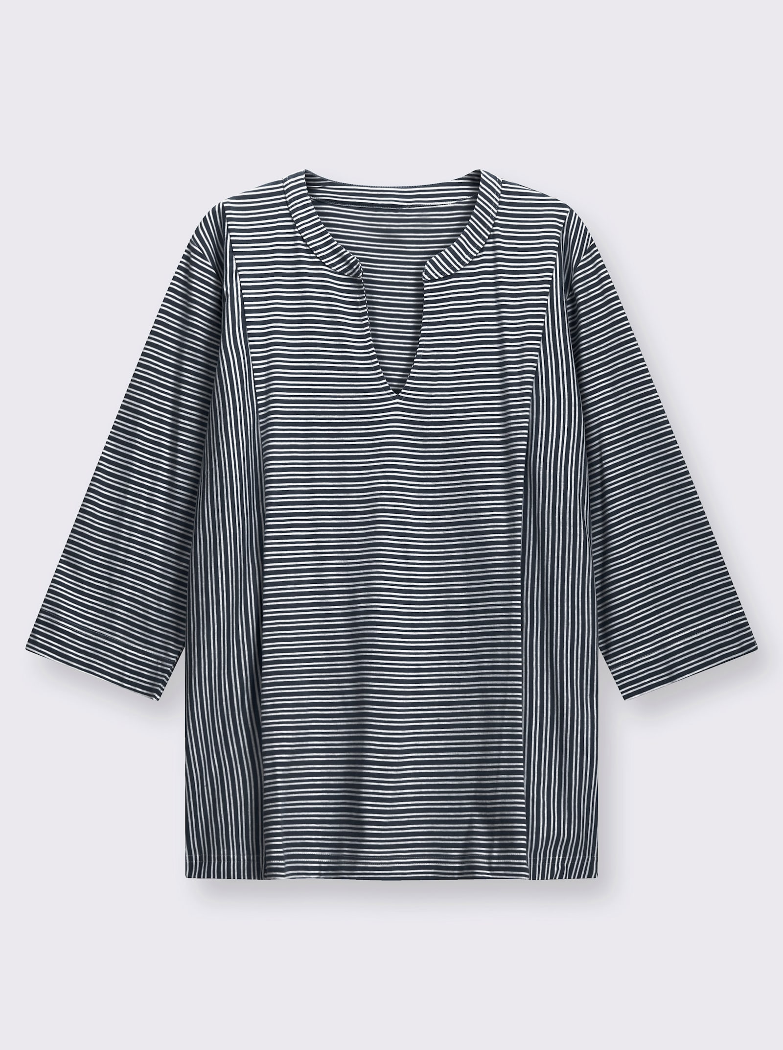 3/4-Arm-Shirt mit Ringel-Muster, garngefärbt - schwarz-weiß-gestreift