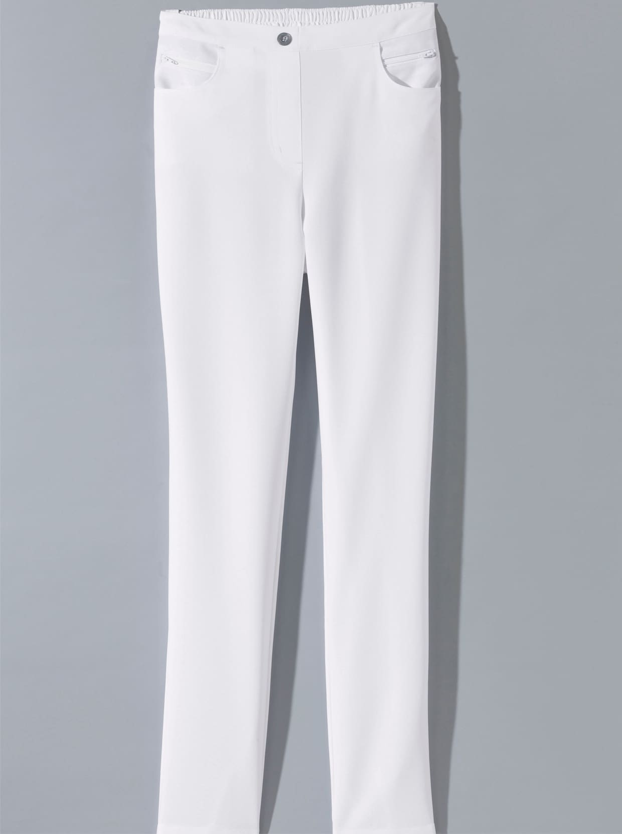 Pantalon en bengaline, glissières décoratives - blanc