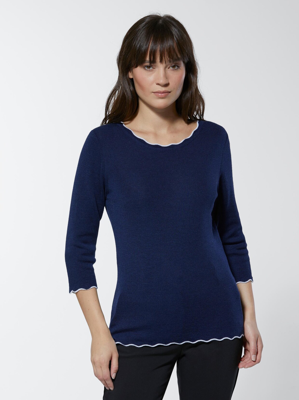Creation L Premium Merino-Seiden-Pullover - marine