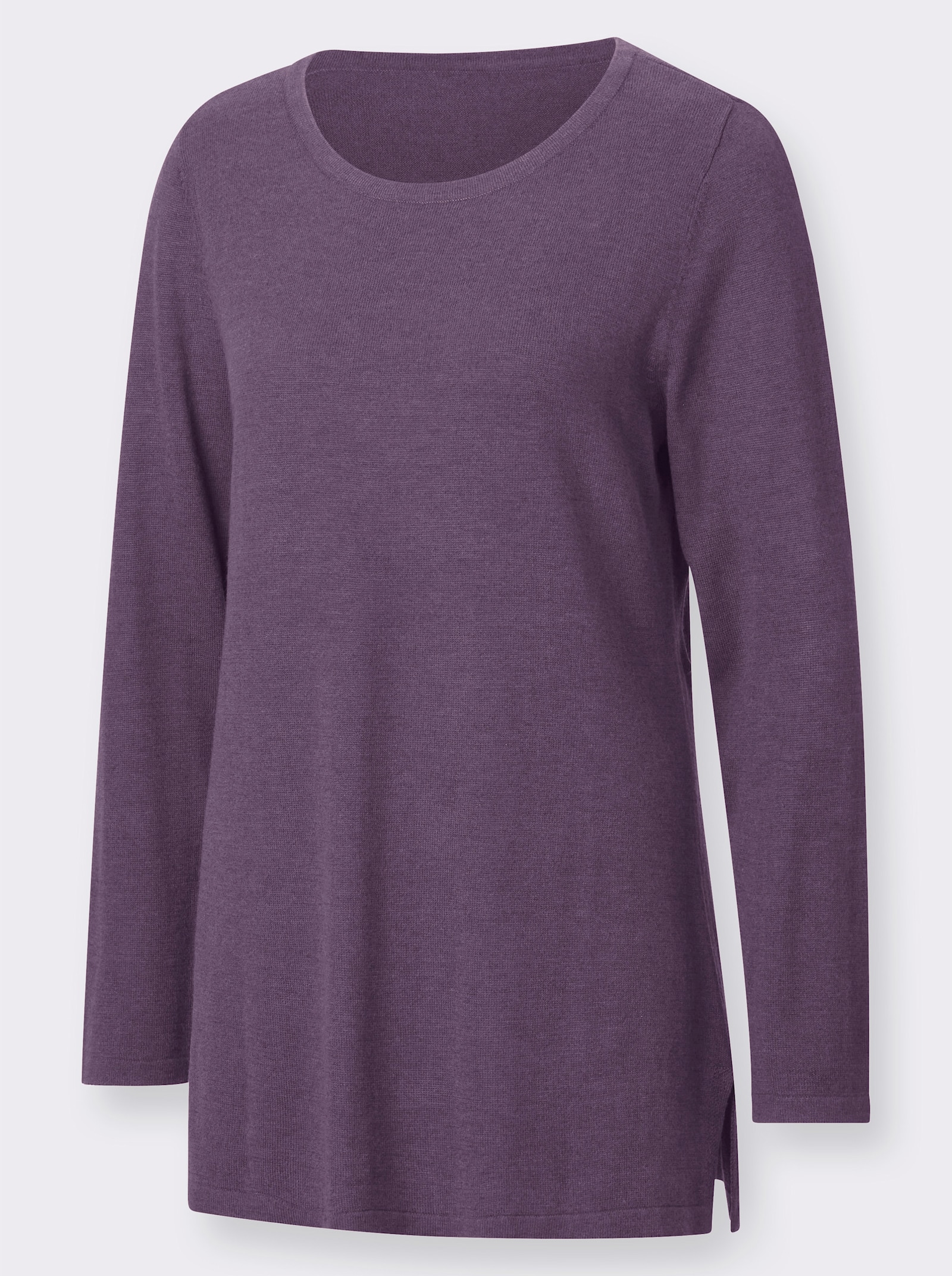 Longpullover in leichter A-Linie - feige-meliert