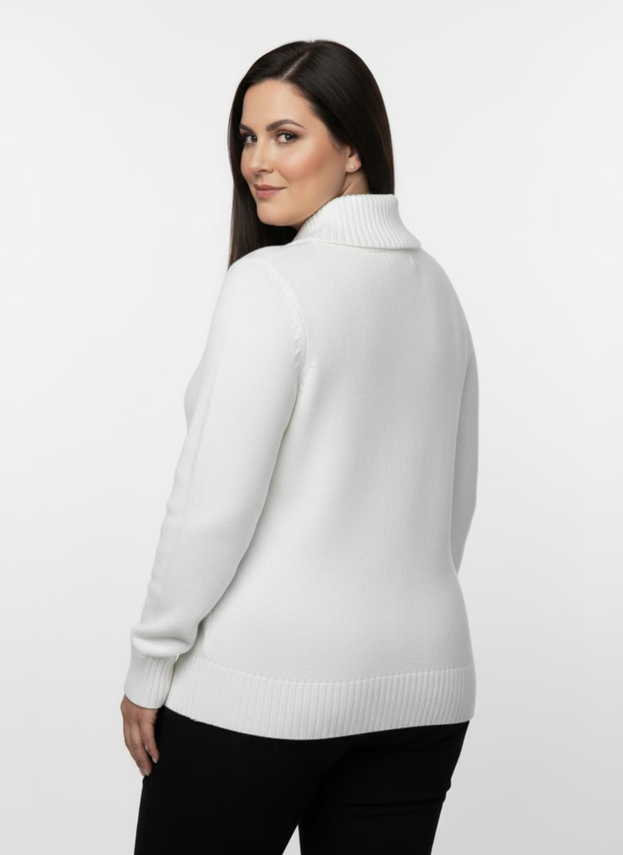 Troyer mit breiten Rippabschlüssen - wollweiß