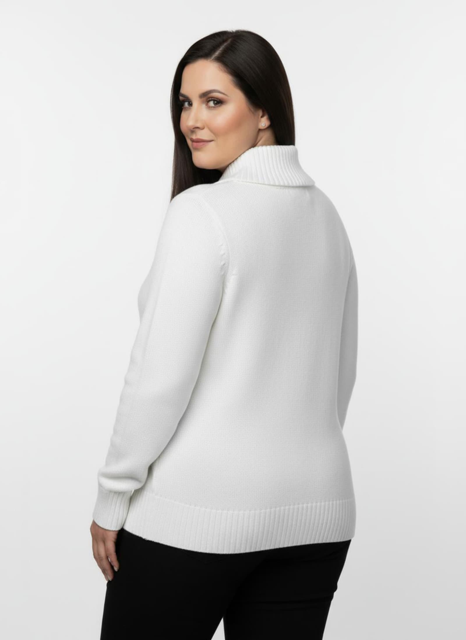 Troyer mit breiten Rippabschlüssen - wollweiß