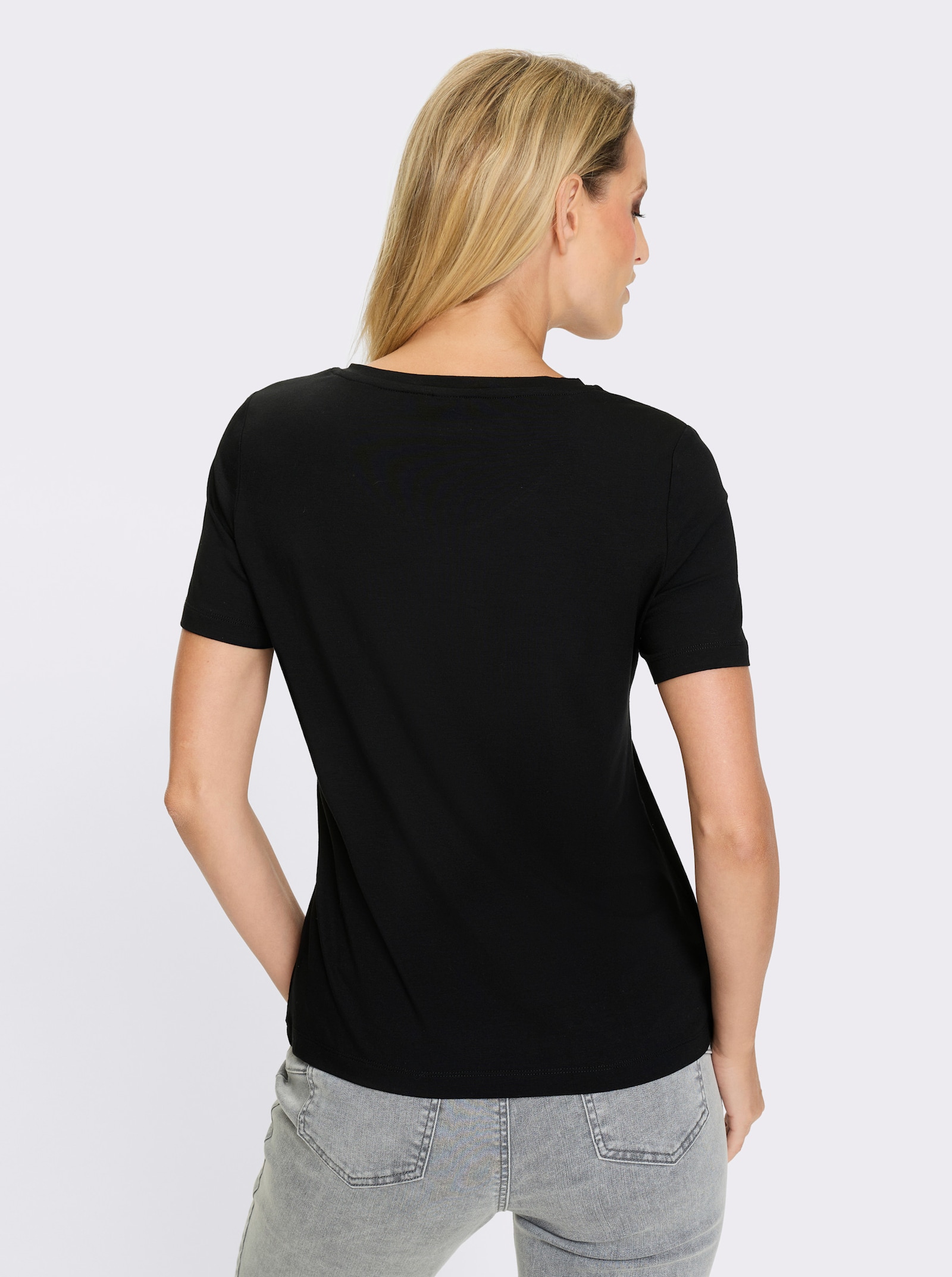 heine T-Shirt mit Glitzer-Effekten - schwarz