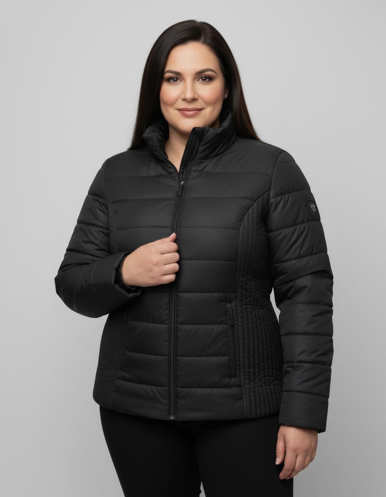 Steppjacke mit seitlicher Längs-Steppung - schwarz