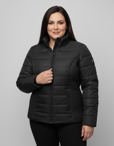 Steppjacke mit seitlicher Längs-Steppung - schwarz