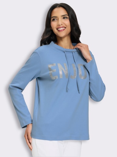 Sweatshirt mit platziertem Glitzer-Druck - himmelblau