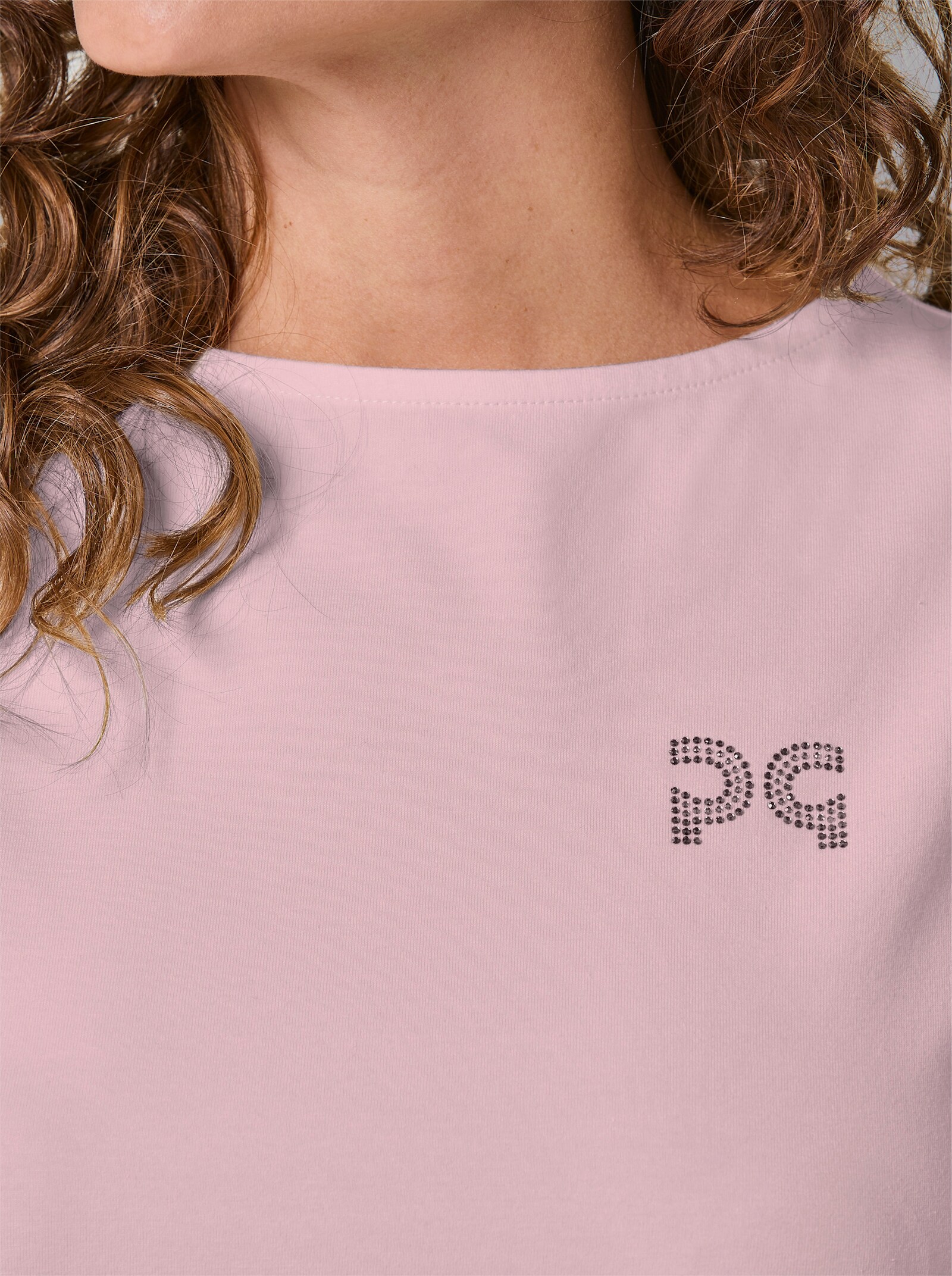 CREATION L PREMIUM Shirttop mit Glitzersteinchen - rosé
