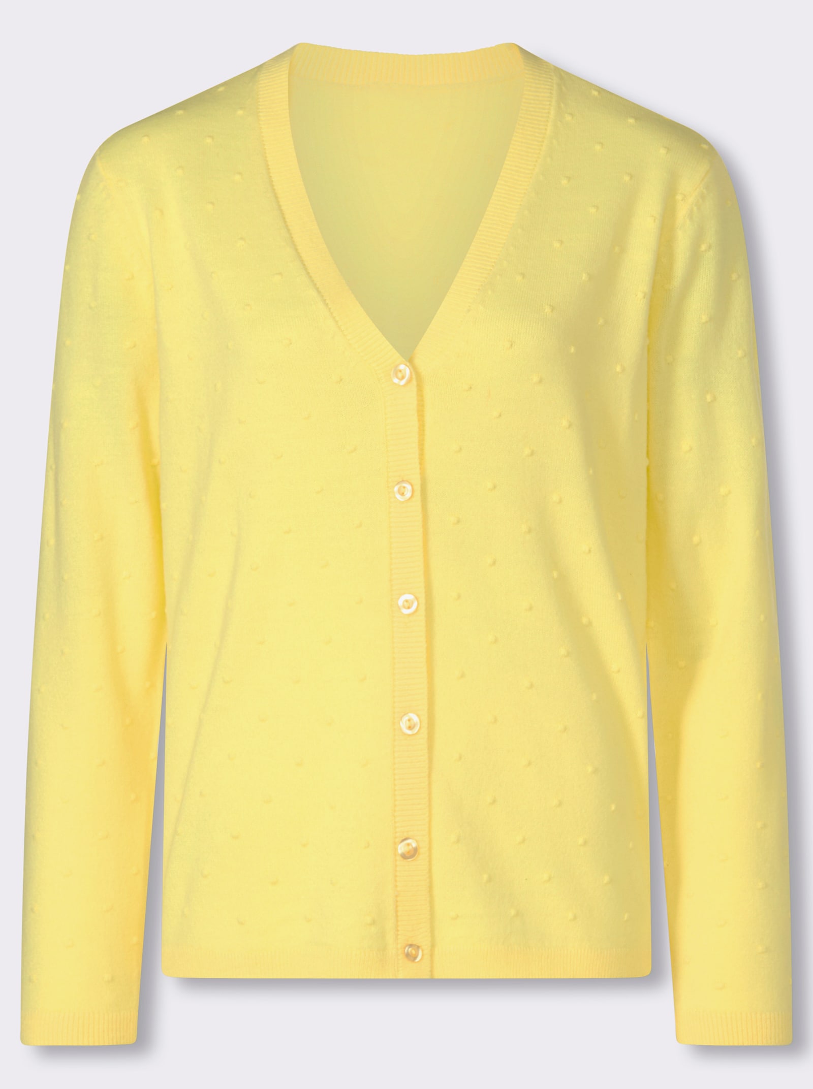 Strickjacke in 3D-Tupfen-Optik - zitrone