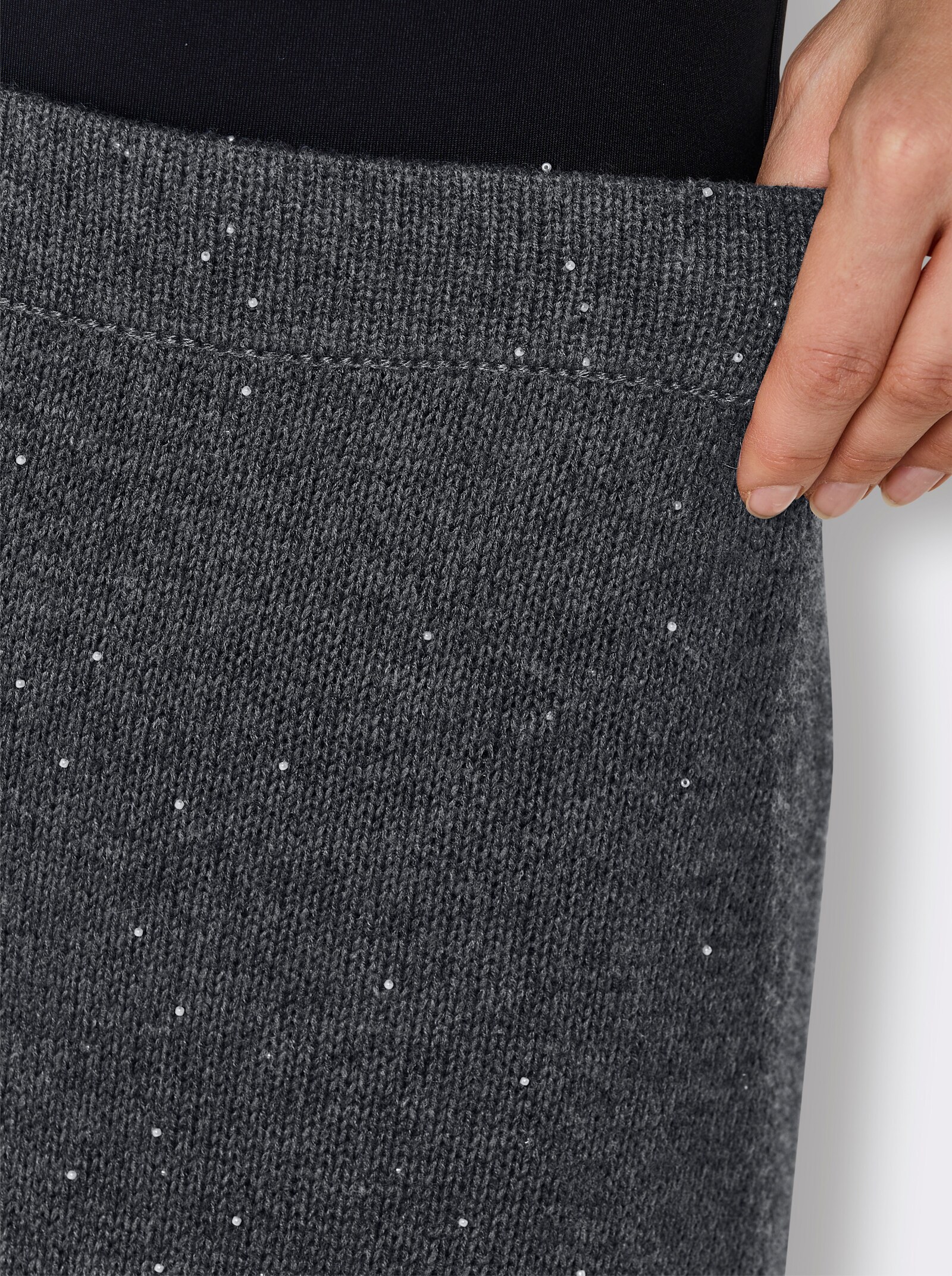 CREATION L PREMIUM Strickrock mit Wolle und Kaschmir - anthrazit