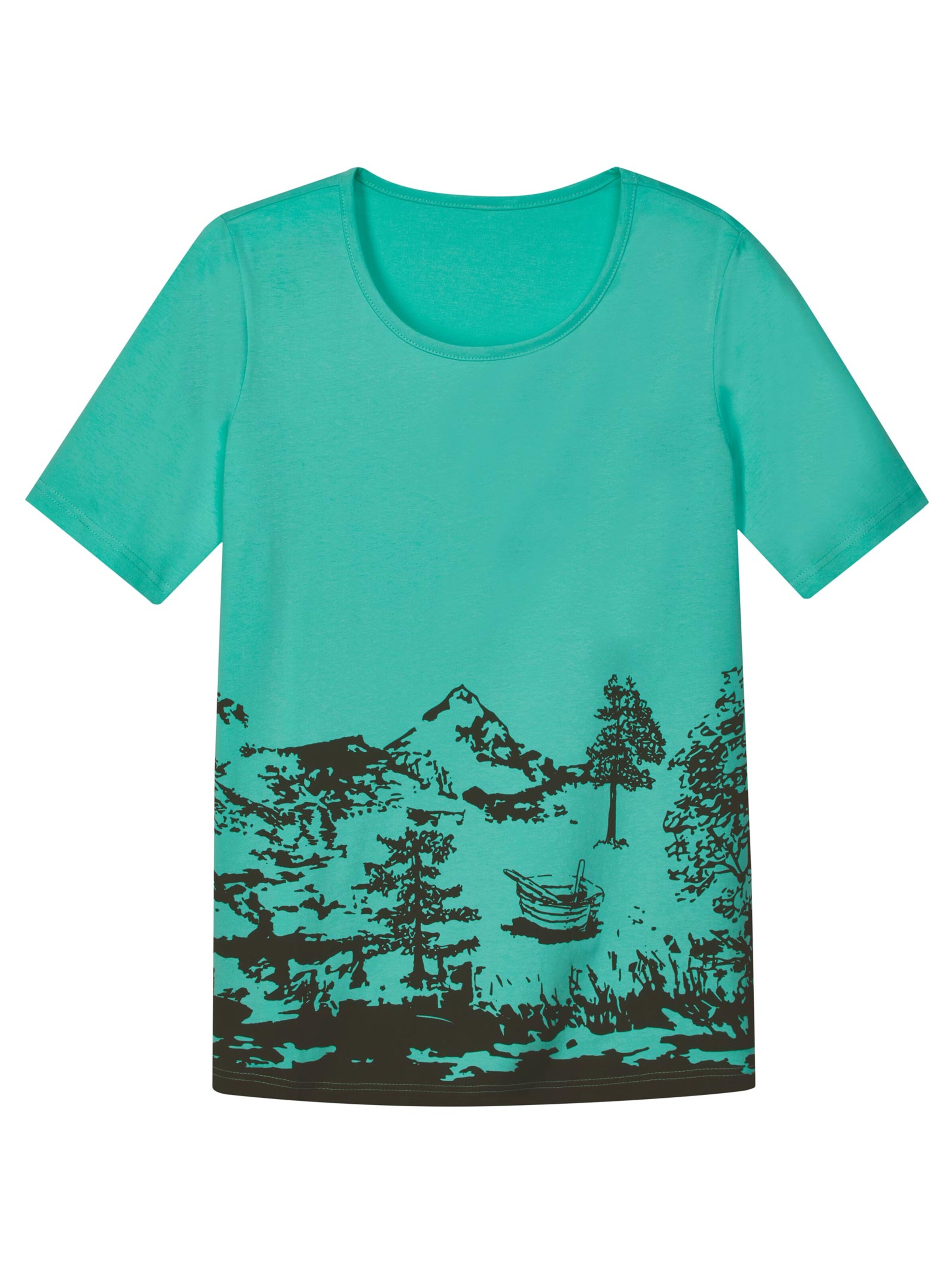 Freizeitshirt - blau-grün-bedruckt
