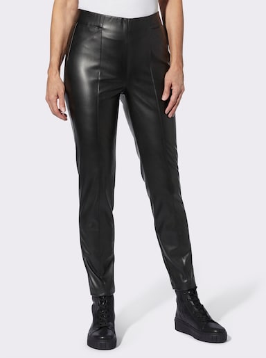 Lederimitathose in Schlupfform - schwarz