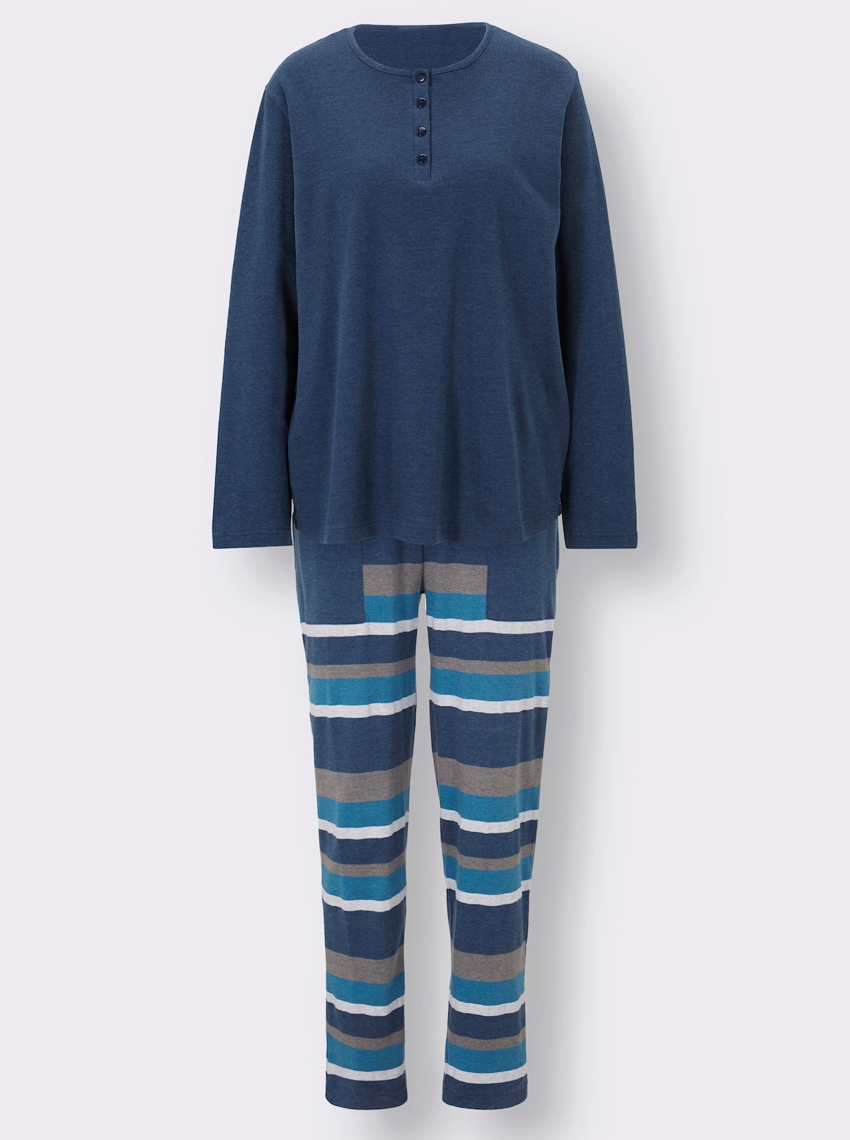 Normann Pyjama - jeansblauw gestreept