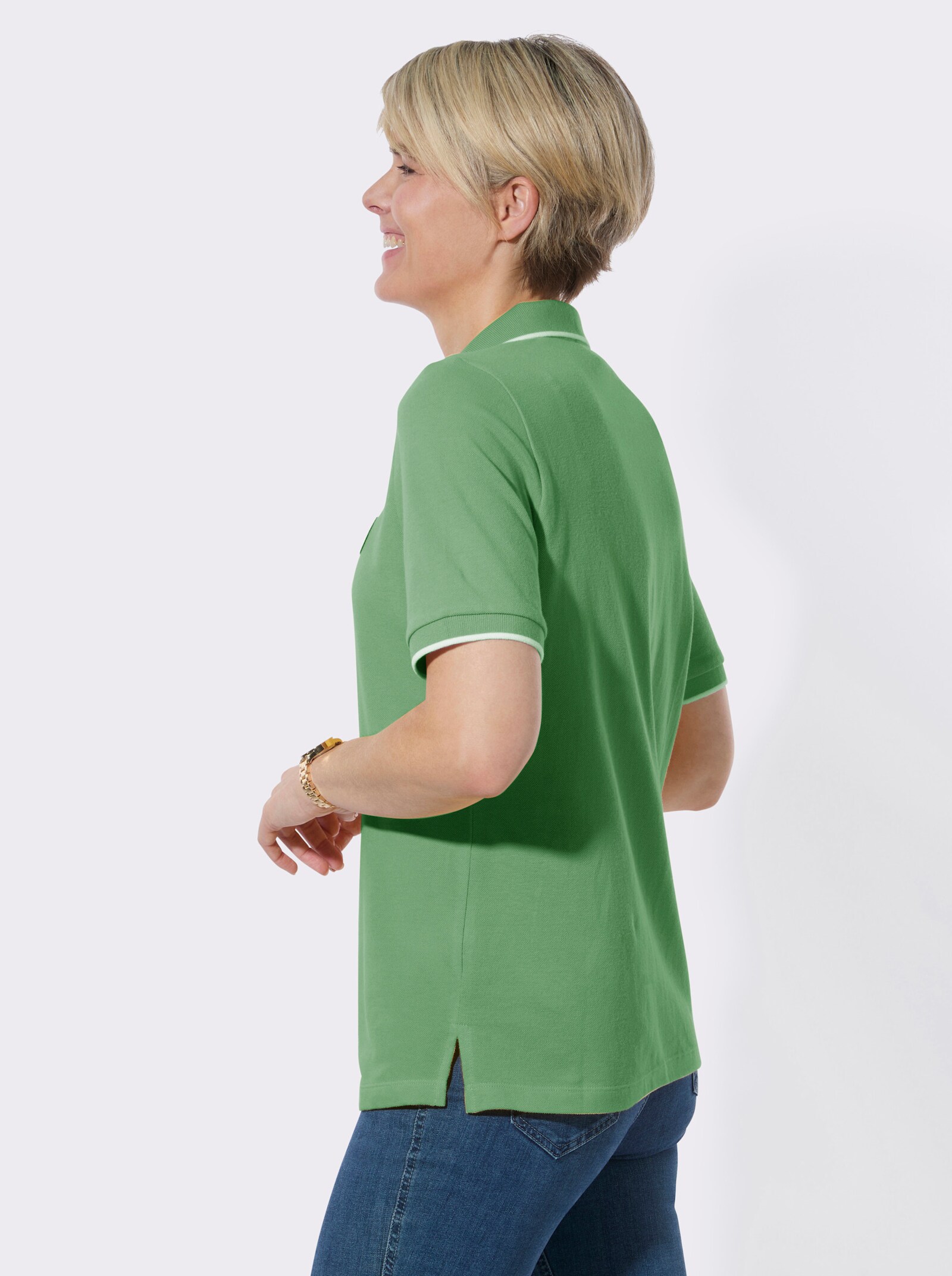 Poloshirt mit Kontrastdetails - apfel