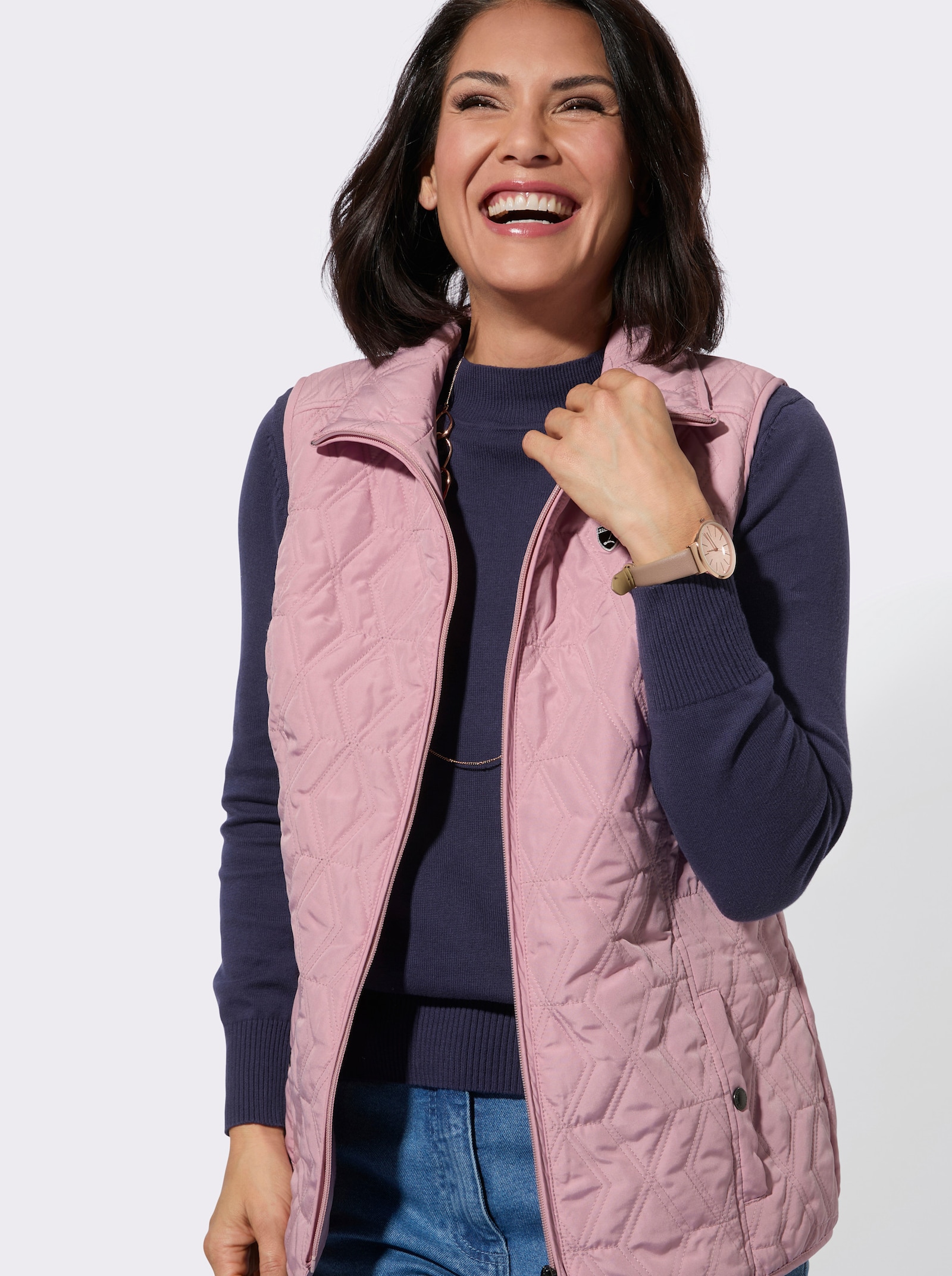 Steppweste mit wärmendem Fleecefutter - hortensie