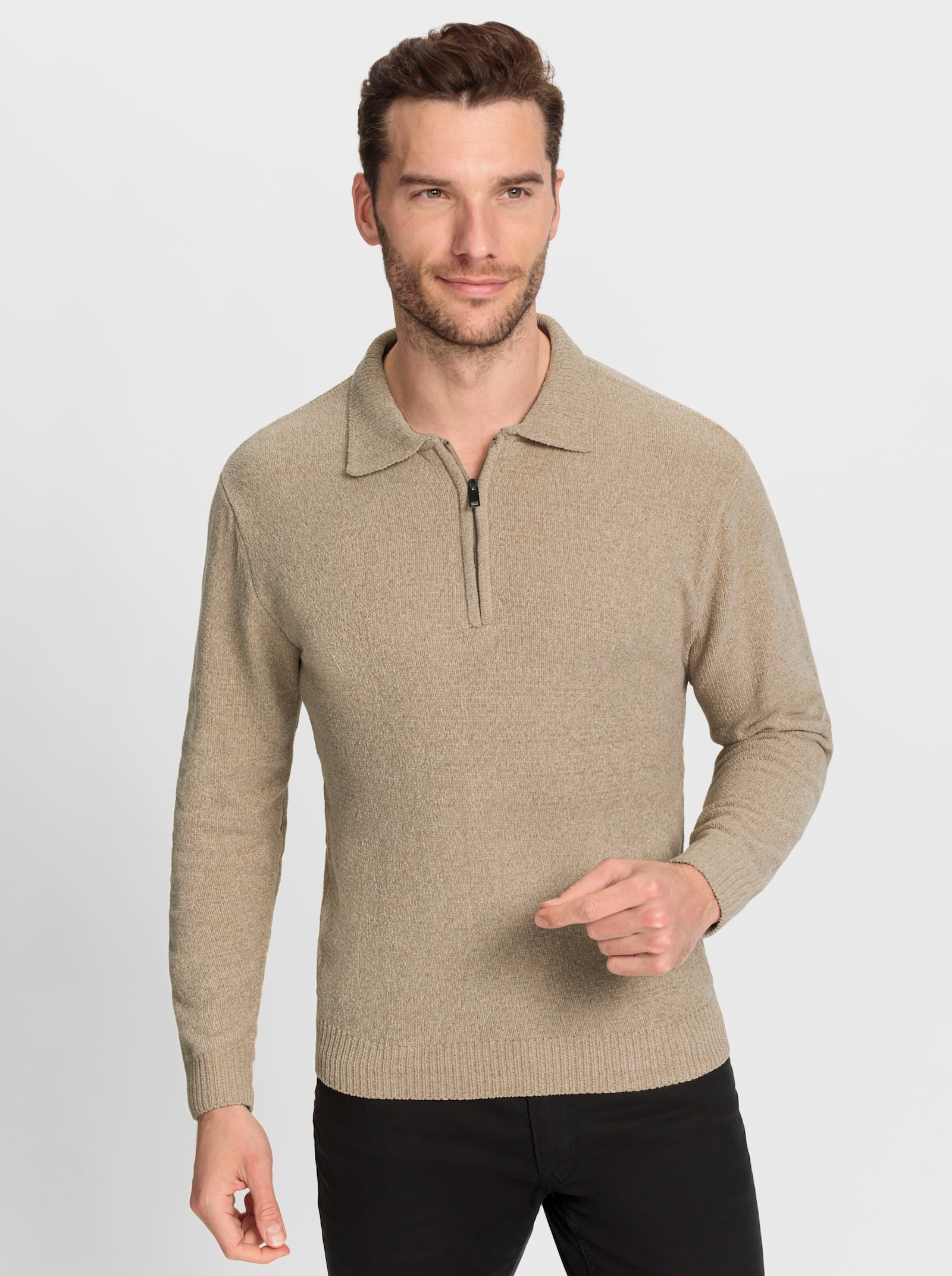 Catamaran Polopullover in gemêleerde look - beige gemêleerd