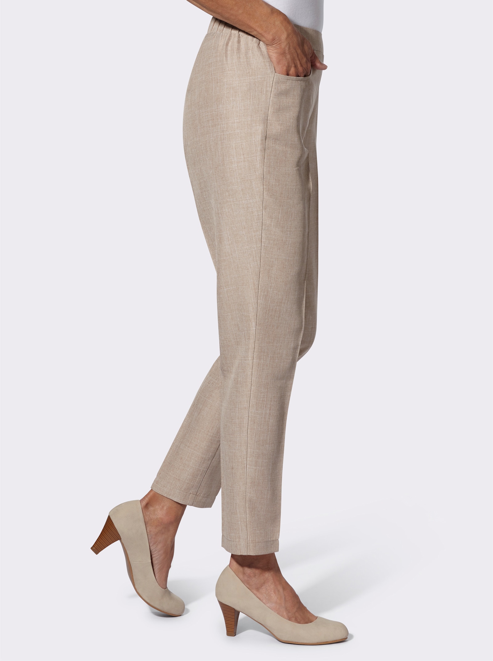 Schlupfhose mit Bügelfalten - sesam-meliert