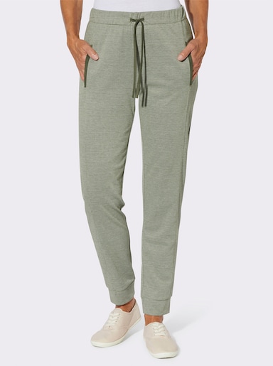 Jerseyhose in Melange-Optik - oliv-ecru-meliert