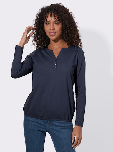 Langarmshirt mit elastischem Saum - marine