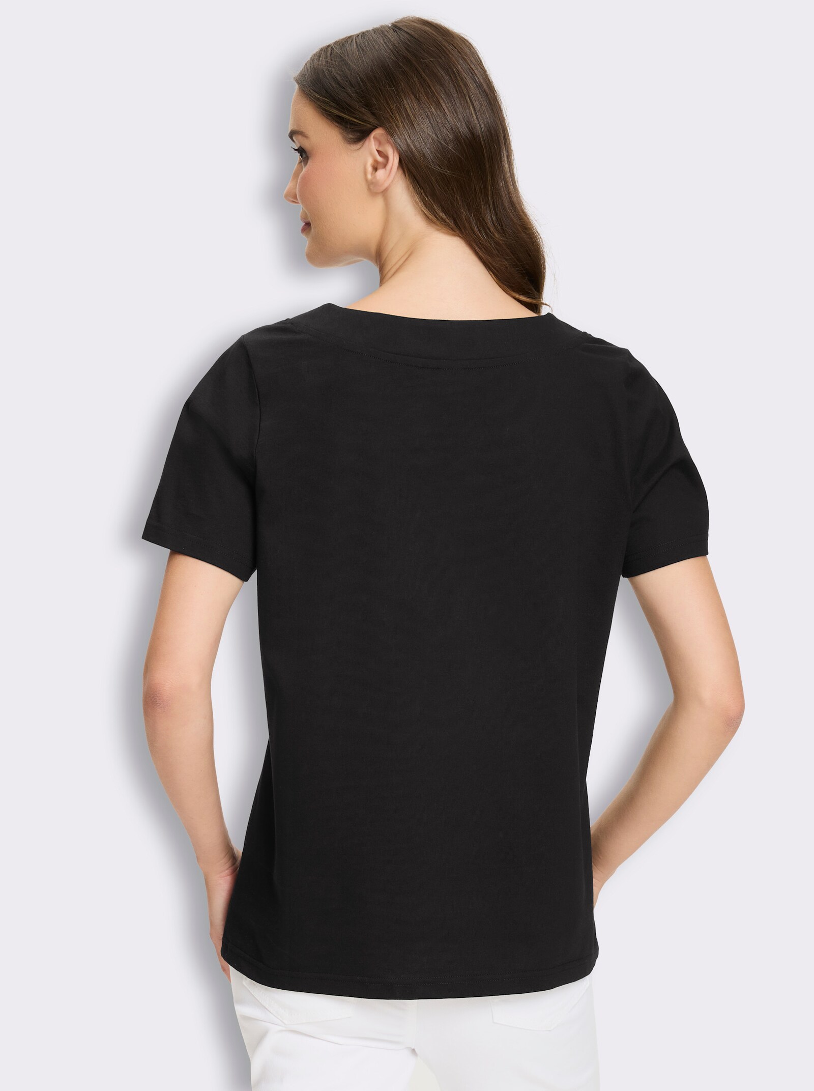 Kurzarmshirt im Animal-Dessin - schwarz-weiß-bedruckt