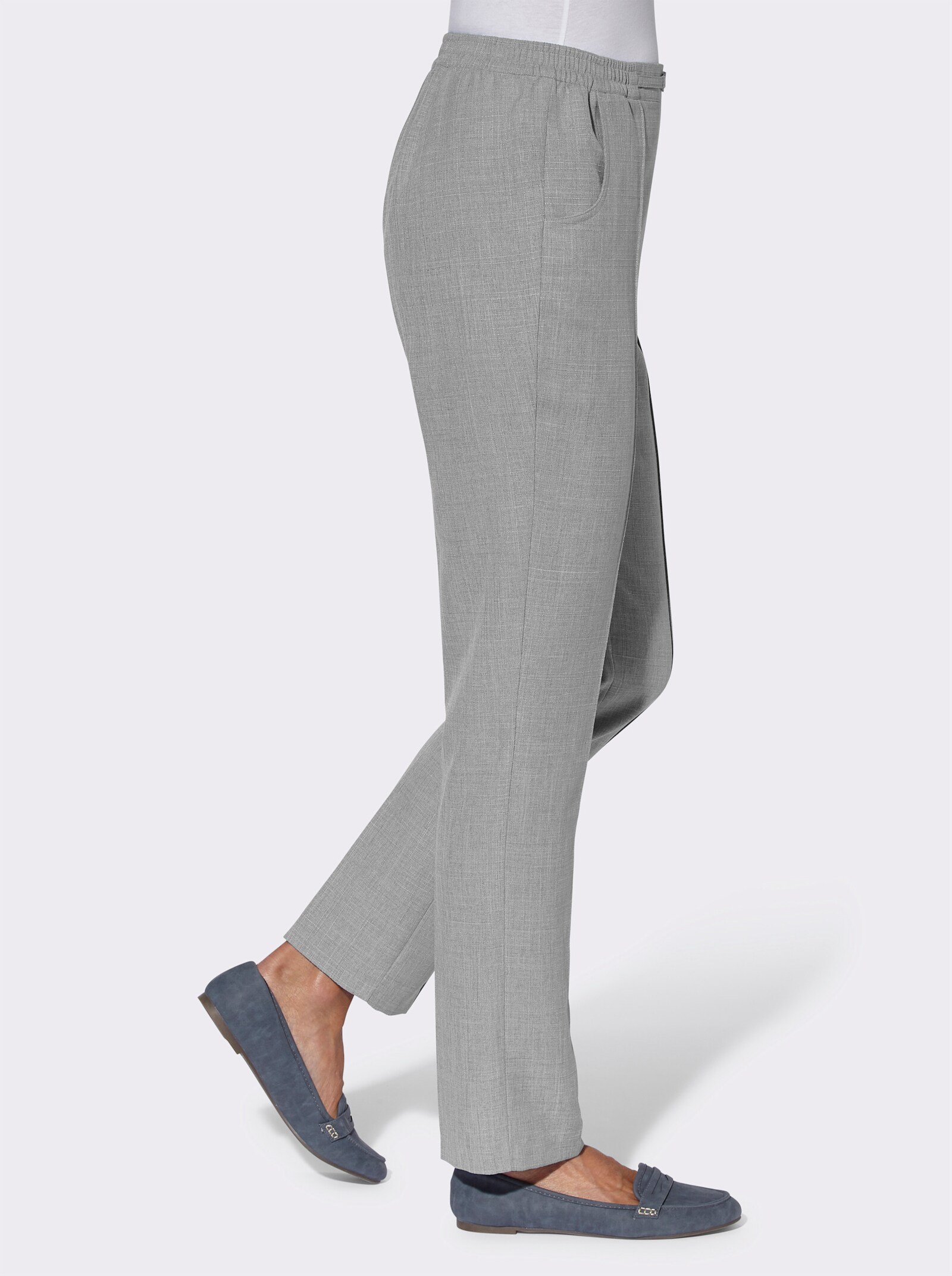 Schlupfhose mit Zierschnalle - steingrau-meliert