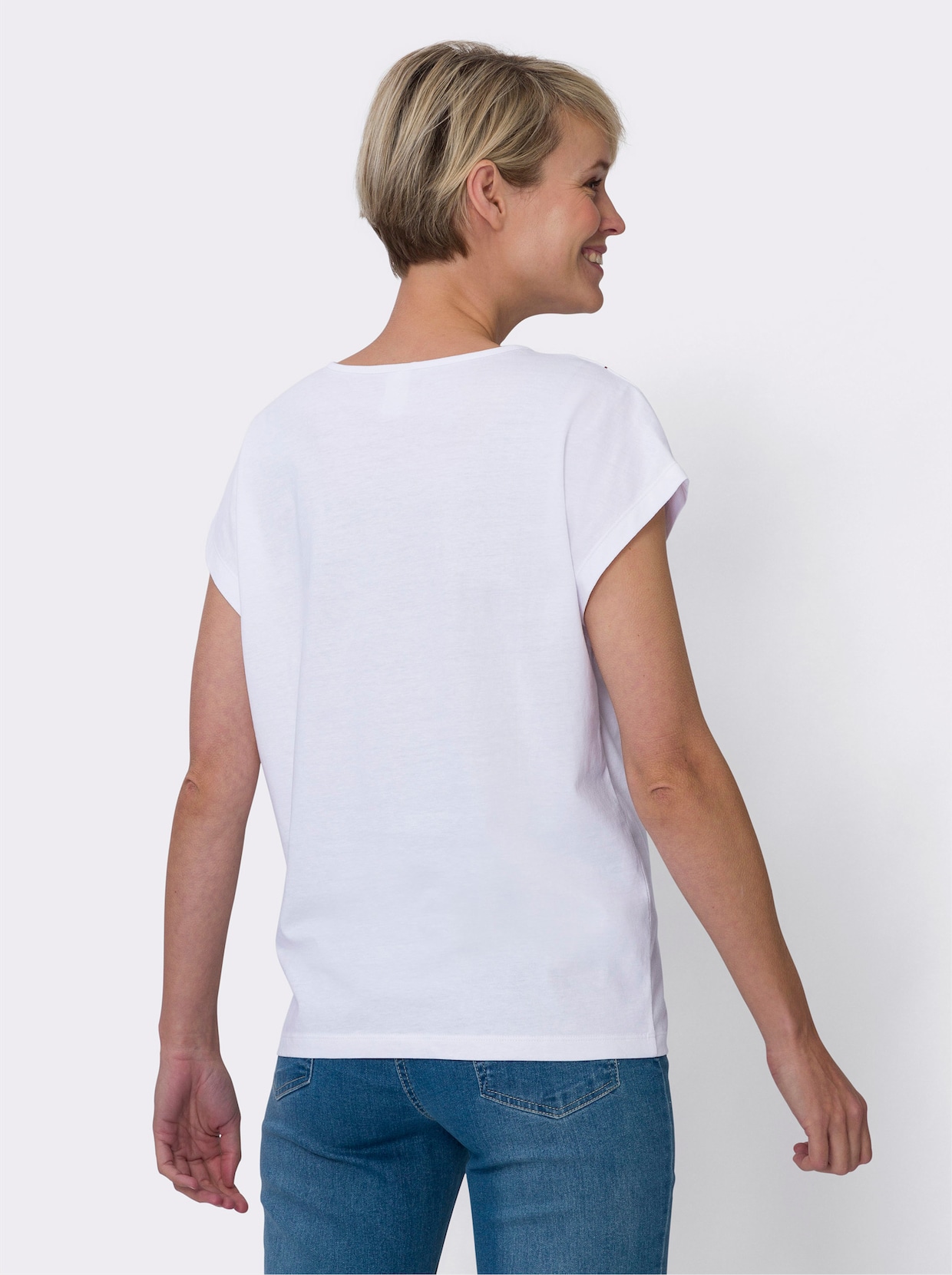 Shirt met korte mouwen - wit/cognac