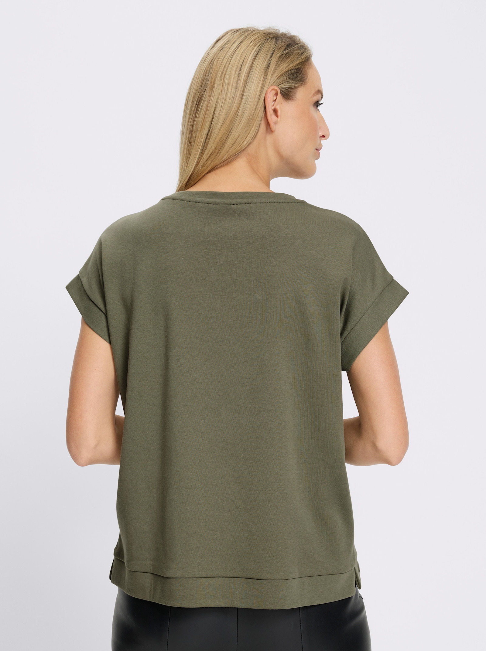 heine Kurzarmshirt mit Ösen-Verzierung - khaki