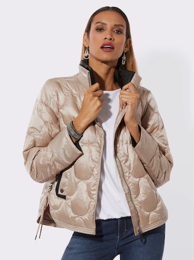 Leichtdaunenjacke mit hochwertiger Füllung - beige-schwarz