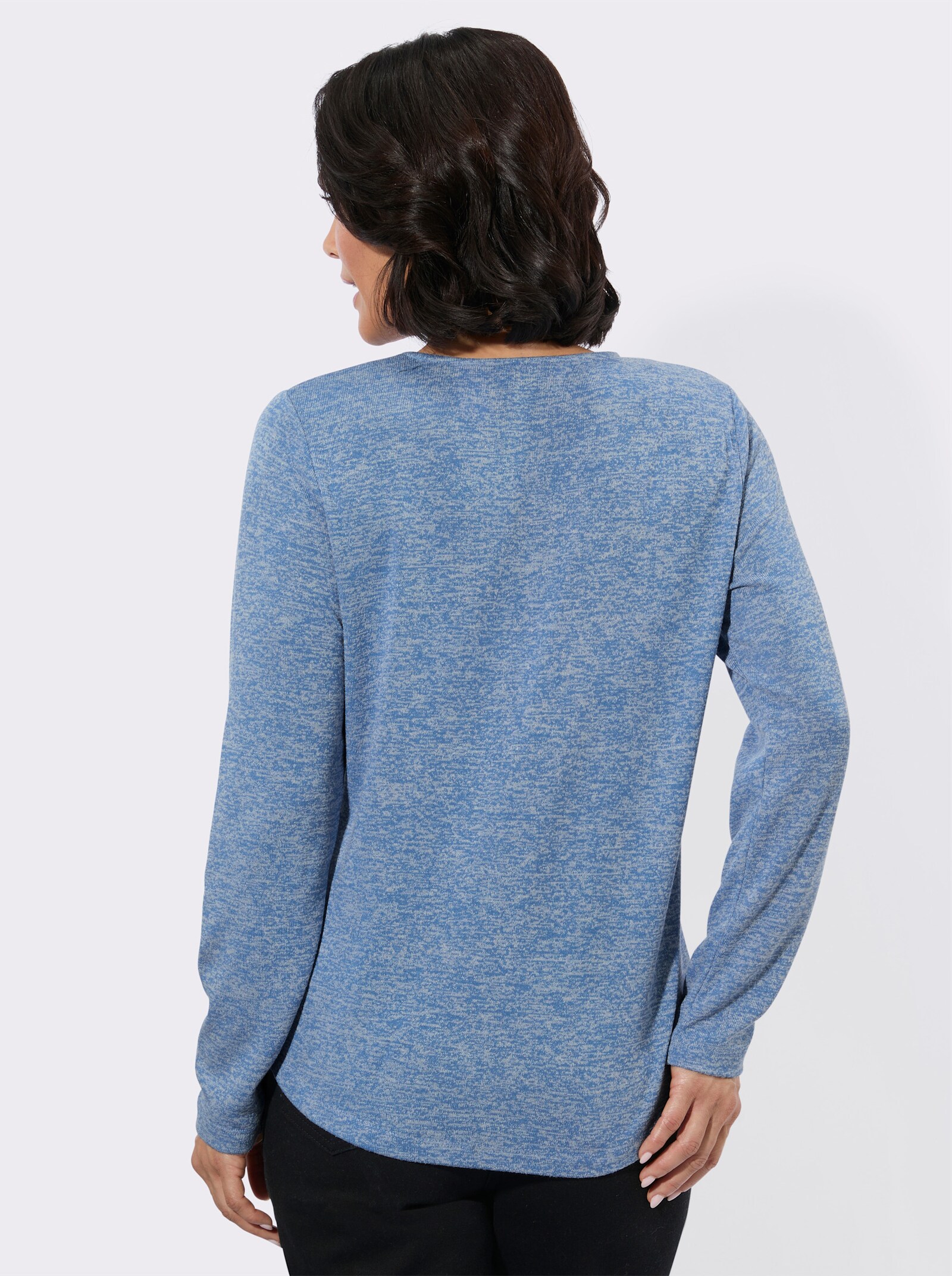 Rundhalsshirt in Melange-Qualität - mittelblau-meliert