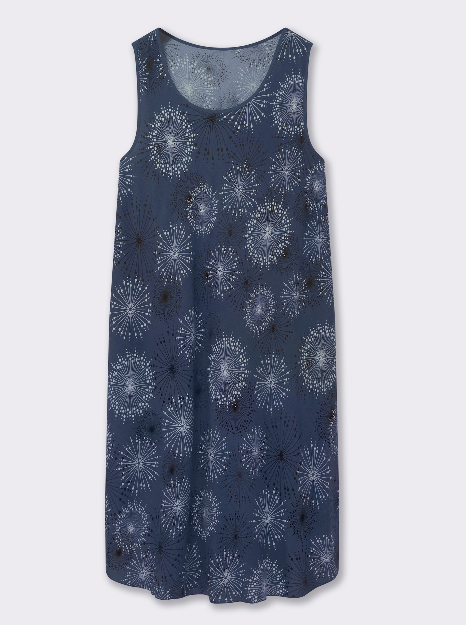 Druckkleid mit Blüten-Muster, figurumspielend - rauchblau-graphit-bedruckt