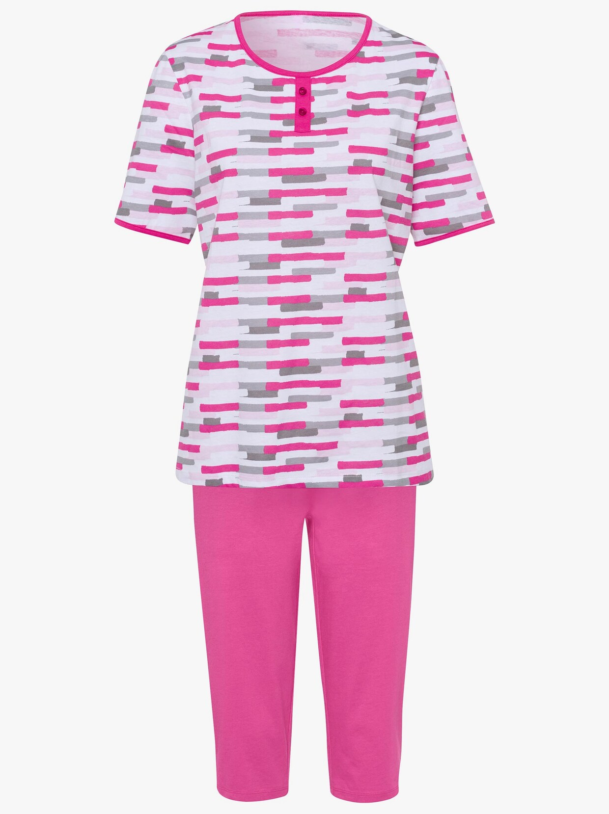Capri pyžamo - bílá-růžová-potisk