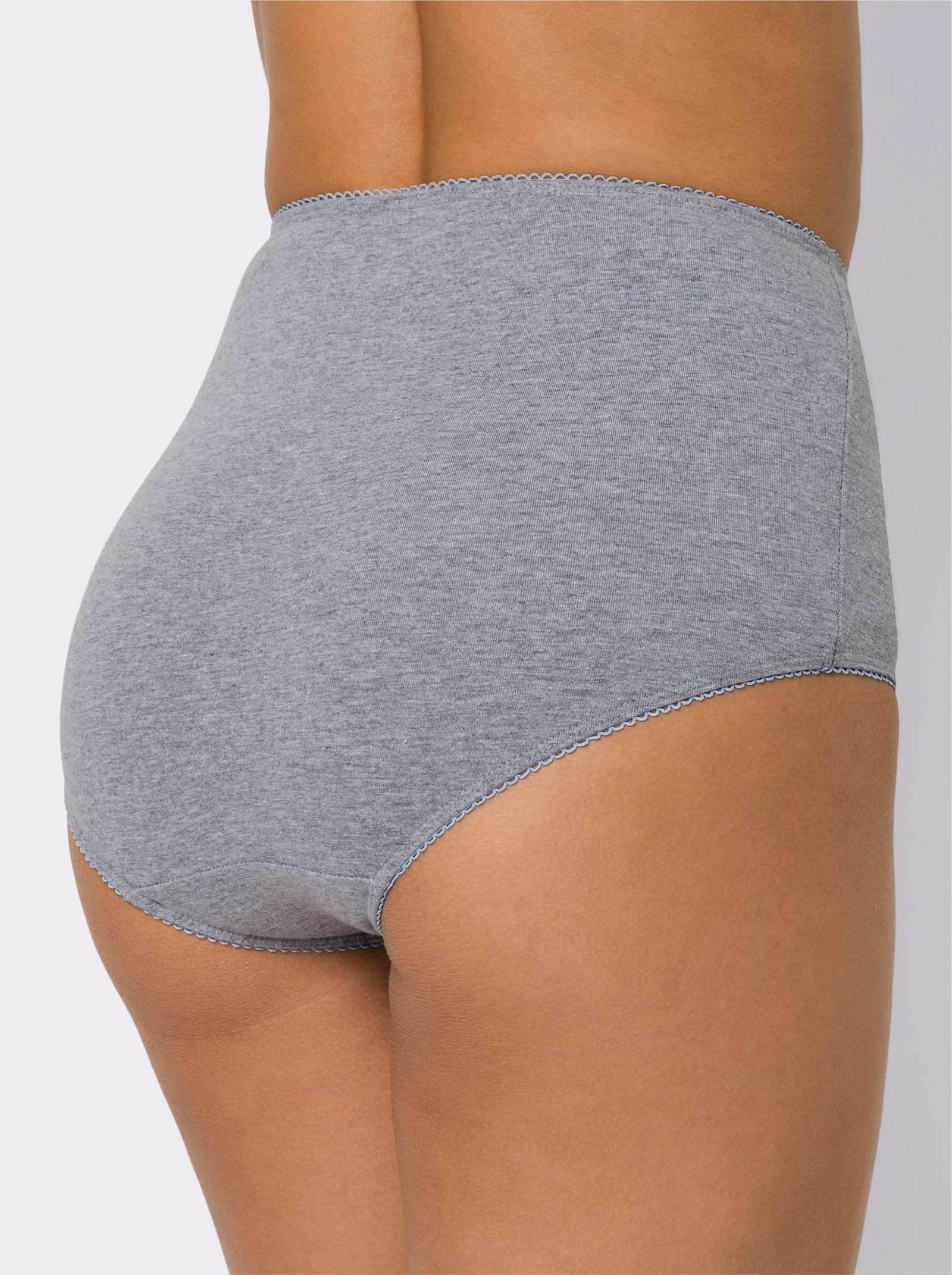 Taillenslip im 3er-Pack, mit Spitze - hellgrau-meliert