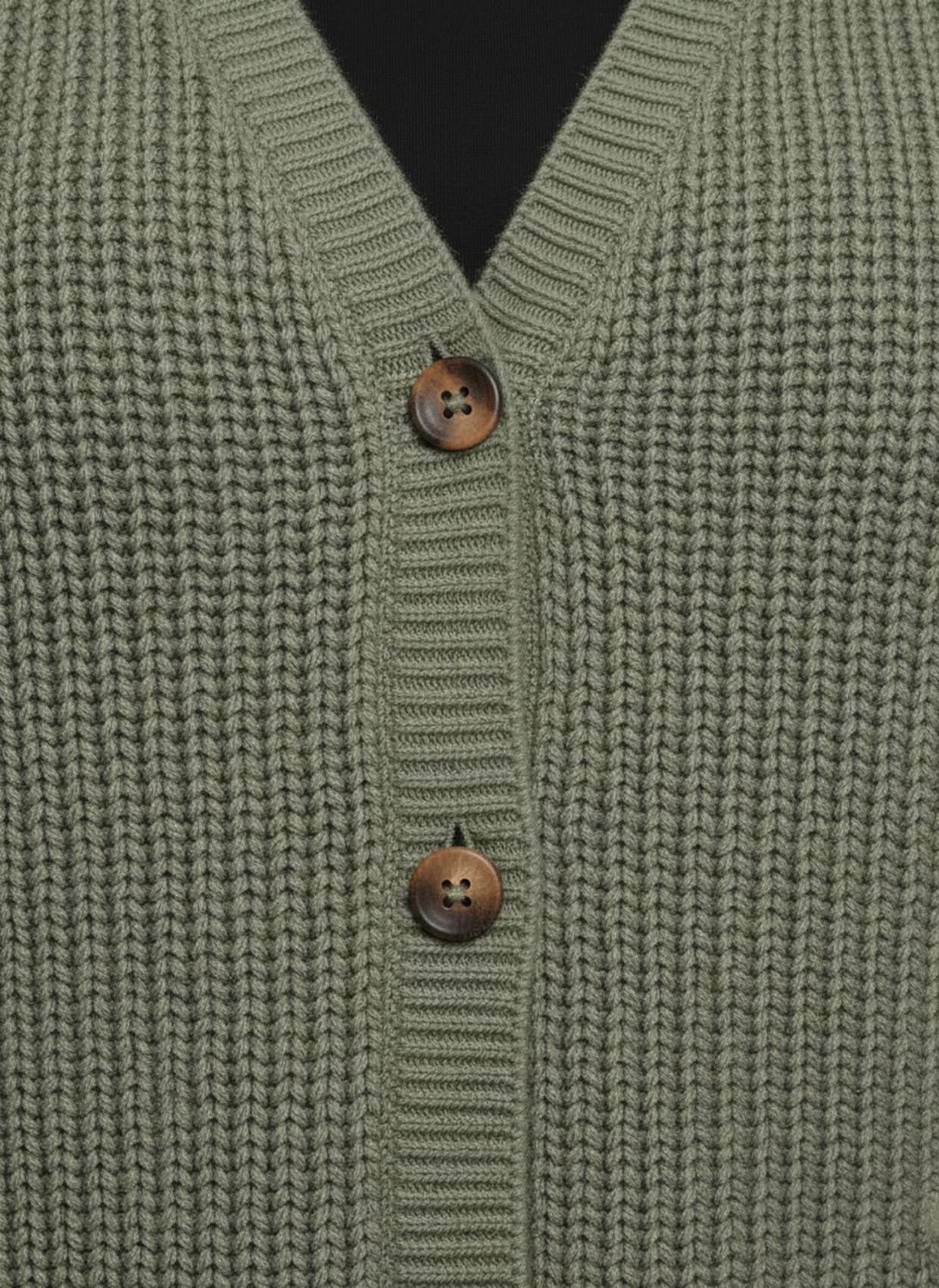 Strickjacke mit Zopfmuster - khaki