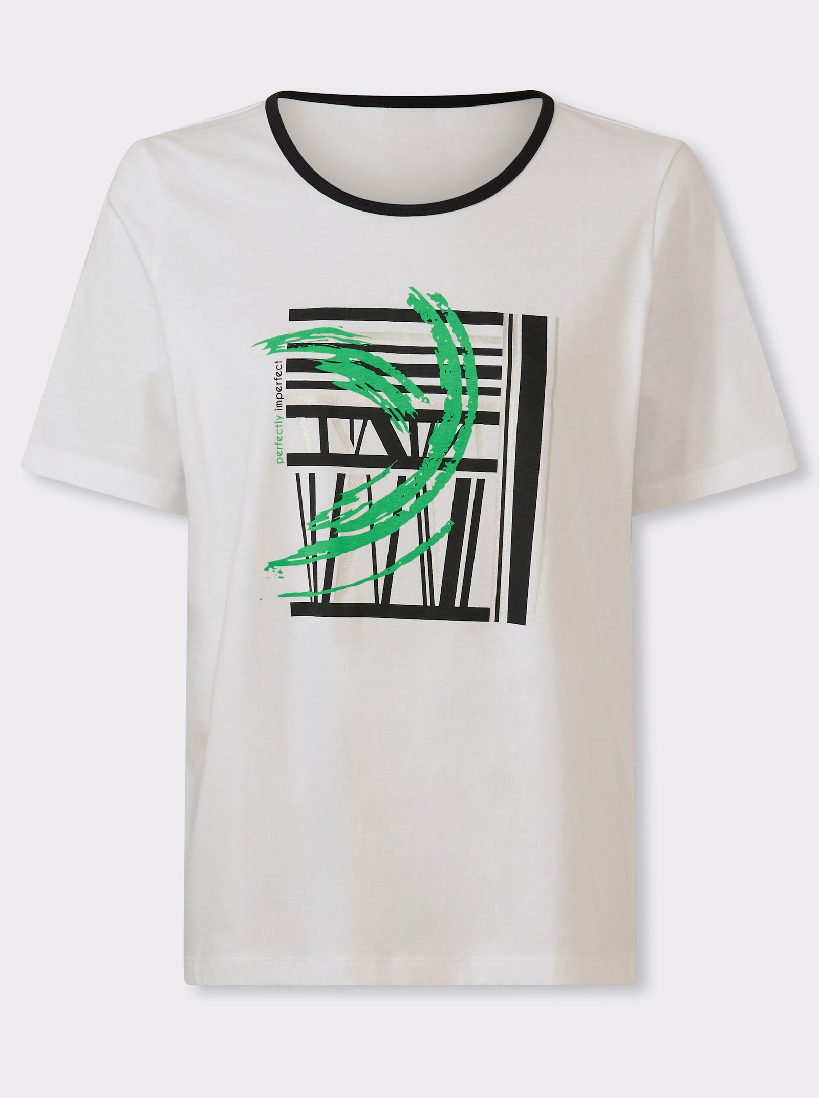 Kurzarmshirt mit Foliendruck - grasgrün-weiß