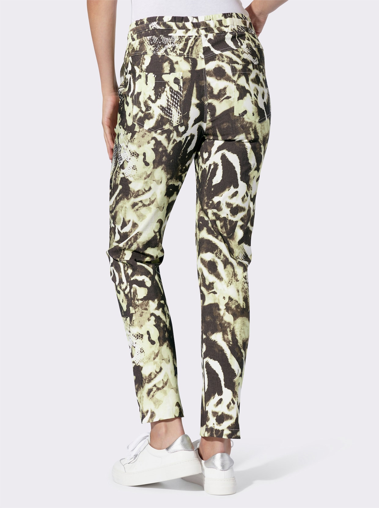 heine Druckhose - khaki-schwarz-bedruckt