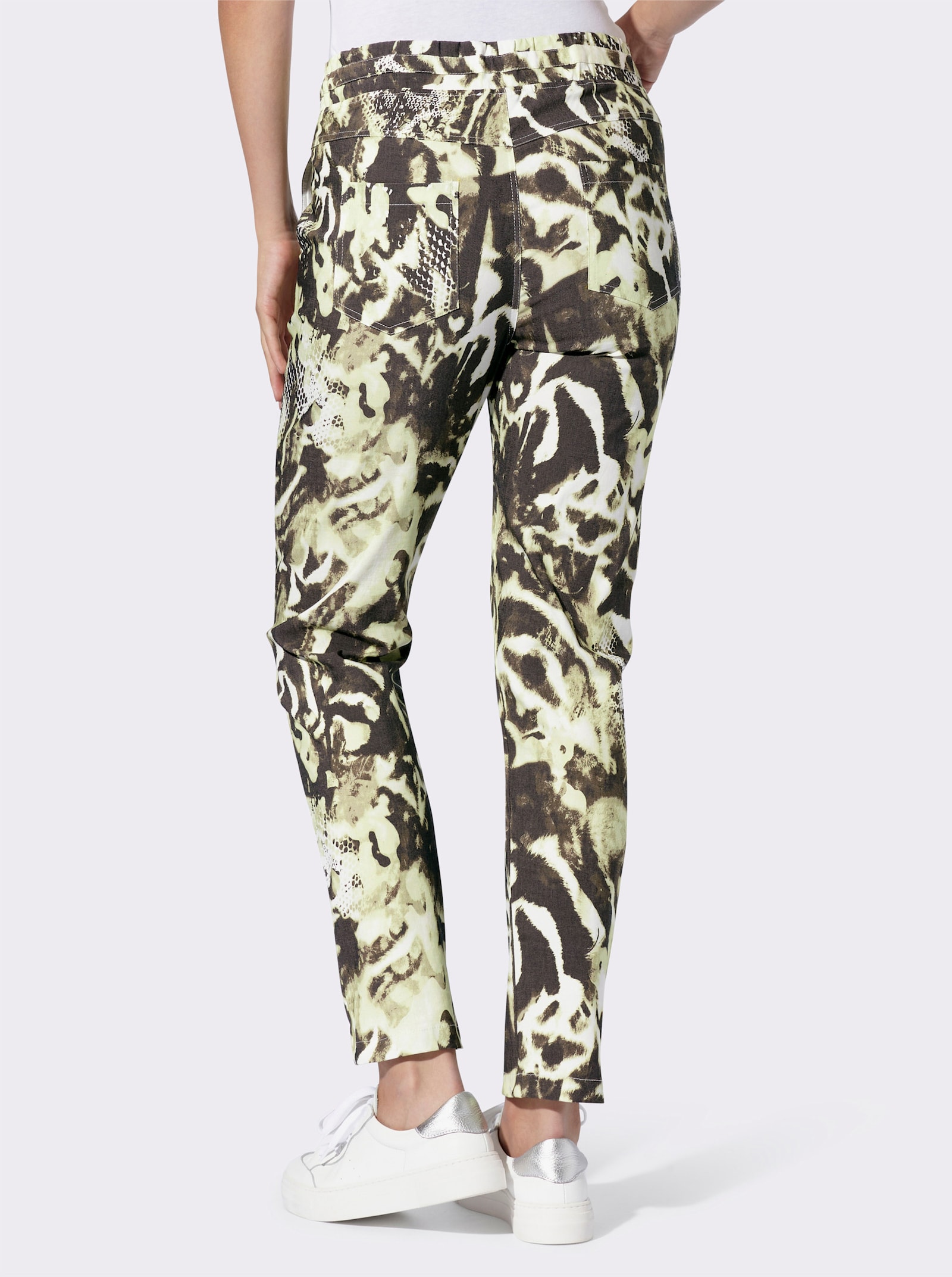 heine Druckhose mit Rundum-Dehnbund - khaki-schwarz-bedruckt