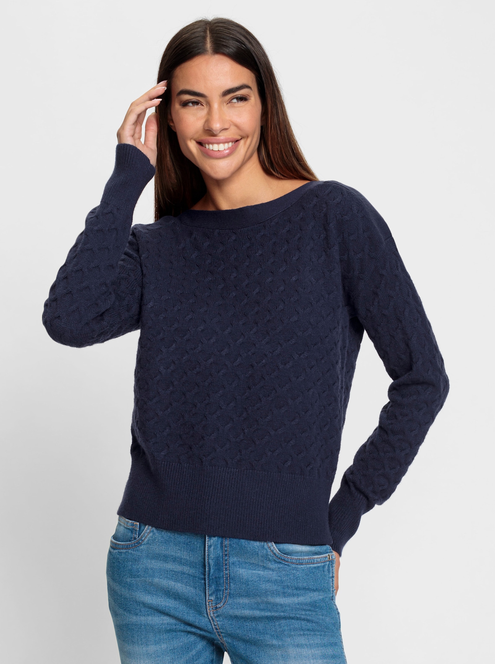 heine Strickpullover mit Strukturmuster - marine
