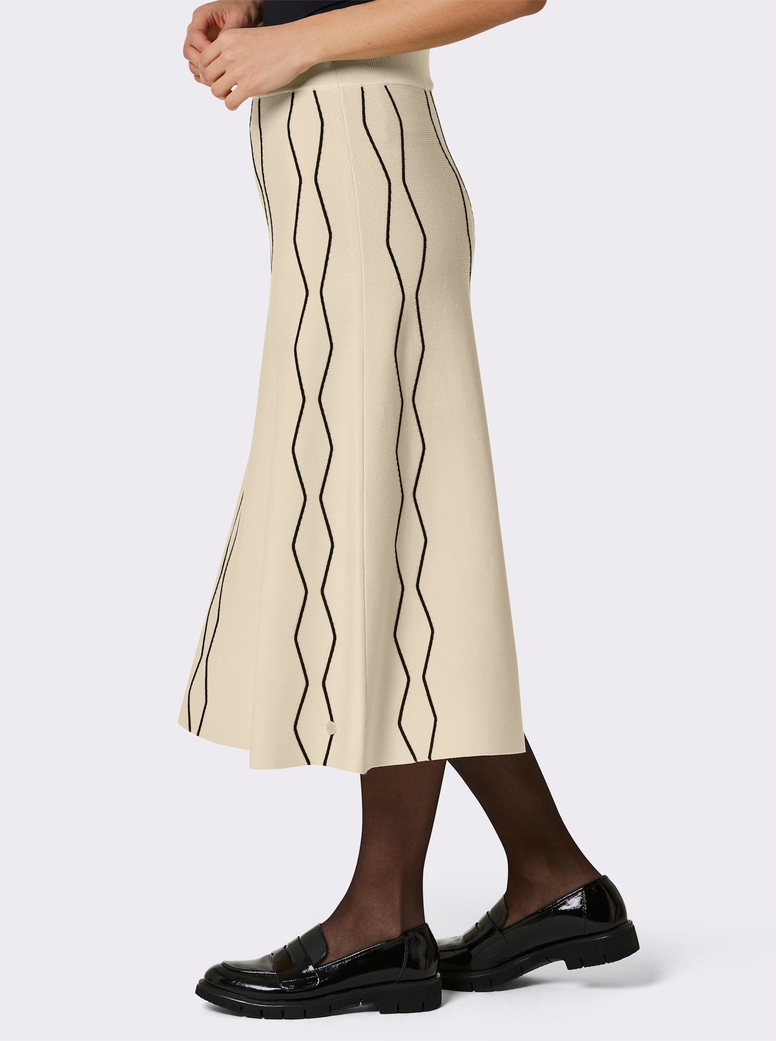 CREATION L PREMIUM Strickrock mit 70% Lyocell - champagner-schwarz
