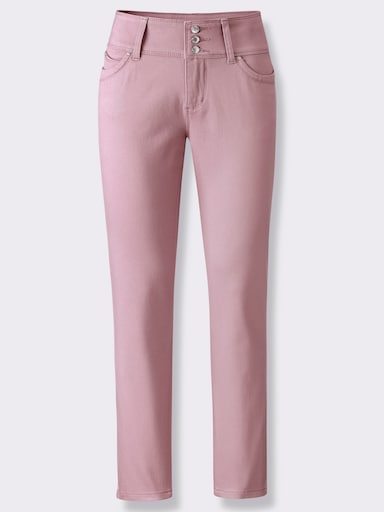7/8-Jeans mit breitem 3-Knopf-Bund - mauve