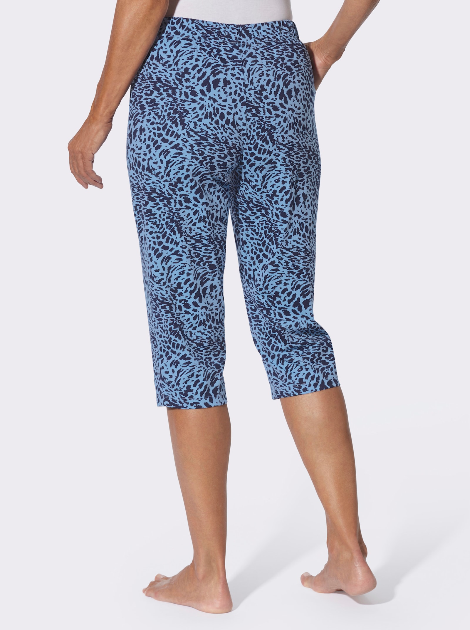 Caprihose im Animal-Dessin - marine-himmelblau-bedruckt