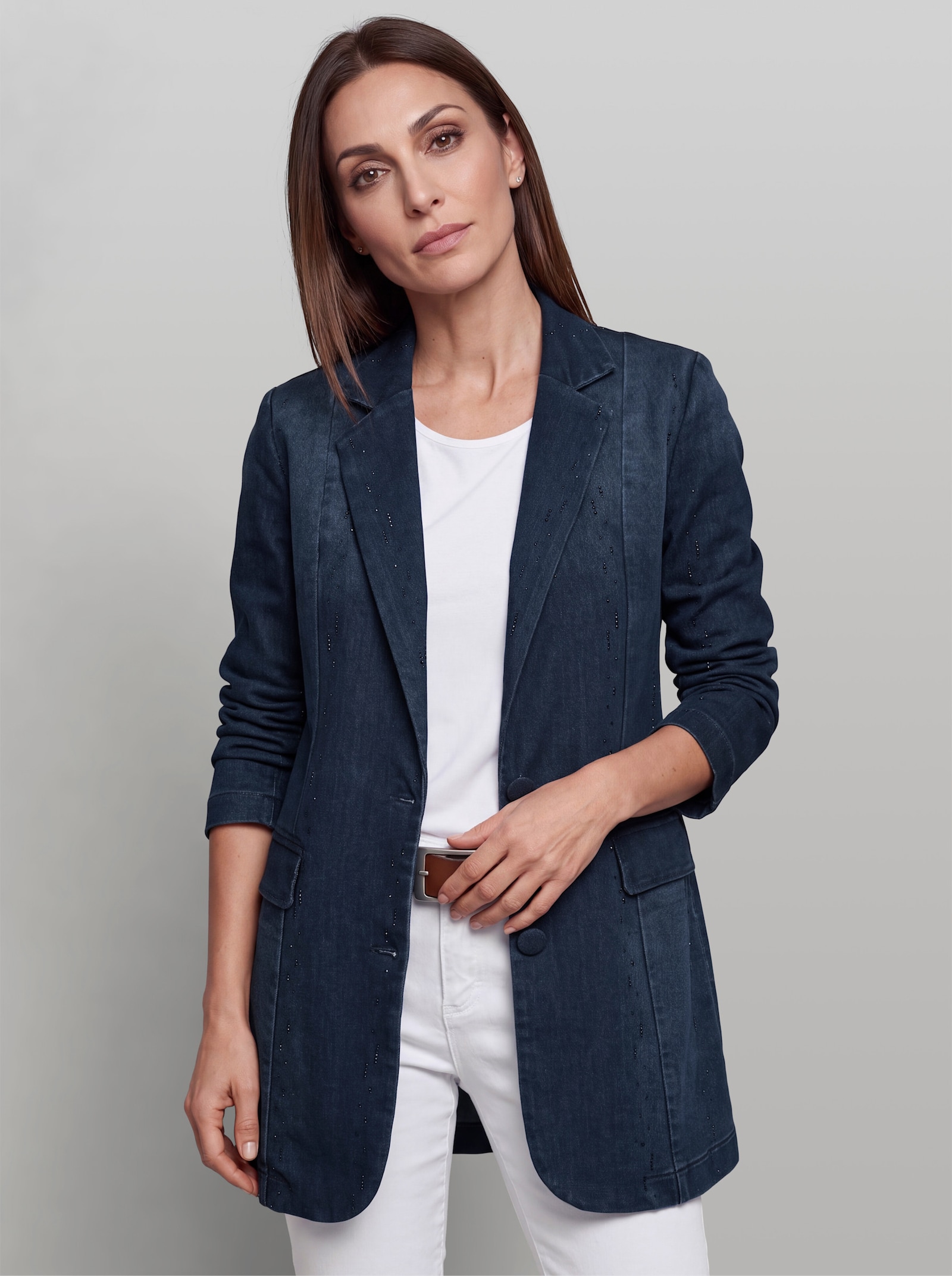 heine Jeansblazer mit Glitzersteinchen - dark blue
