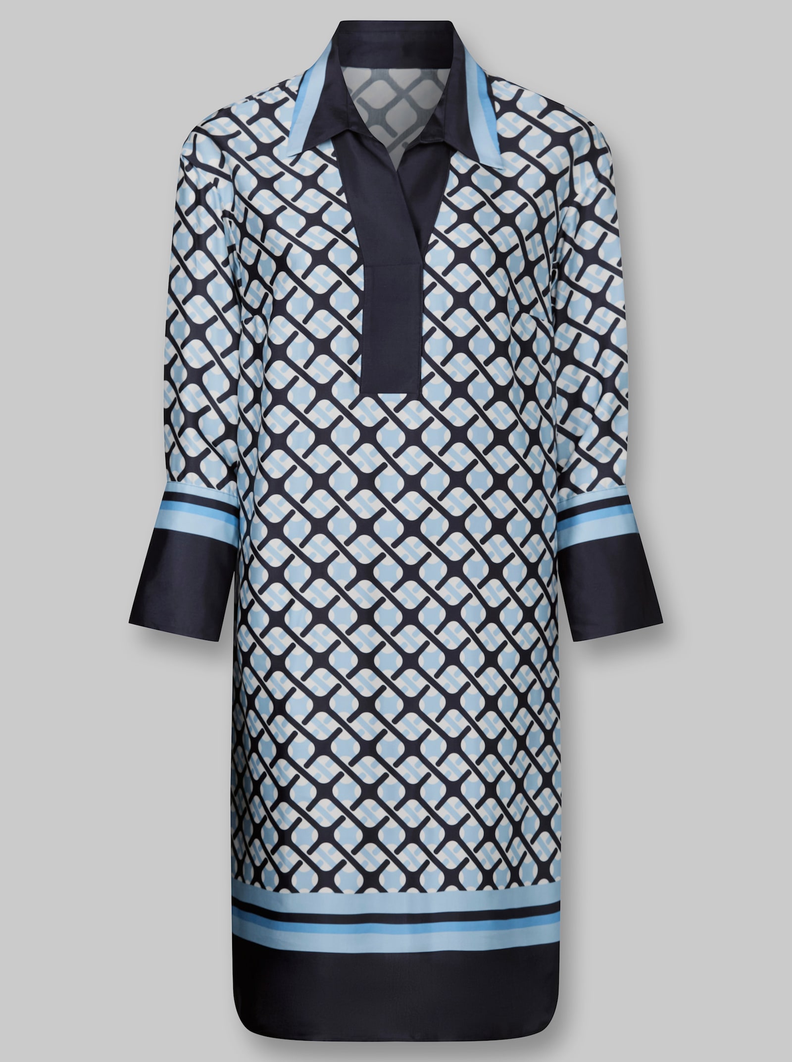 heine Druckkleid mit Hemdkragen - marine-ecru-bedruckt
