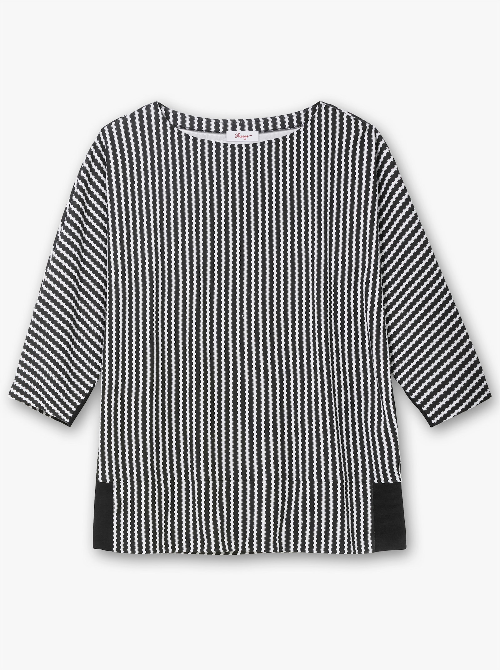 sheego Shirt met 3/4-mouw - zwart/wit