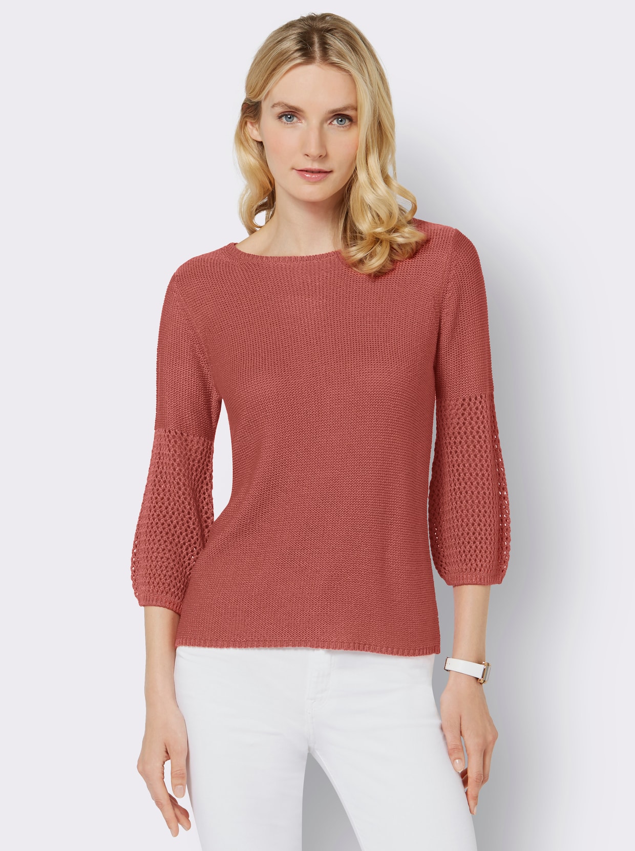Pullover met ronde hals - grapefruit