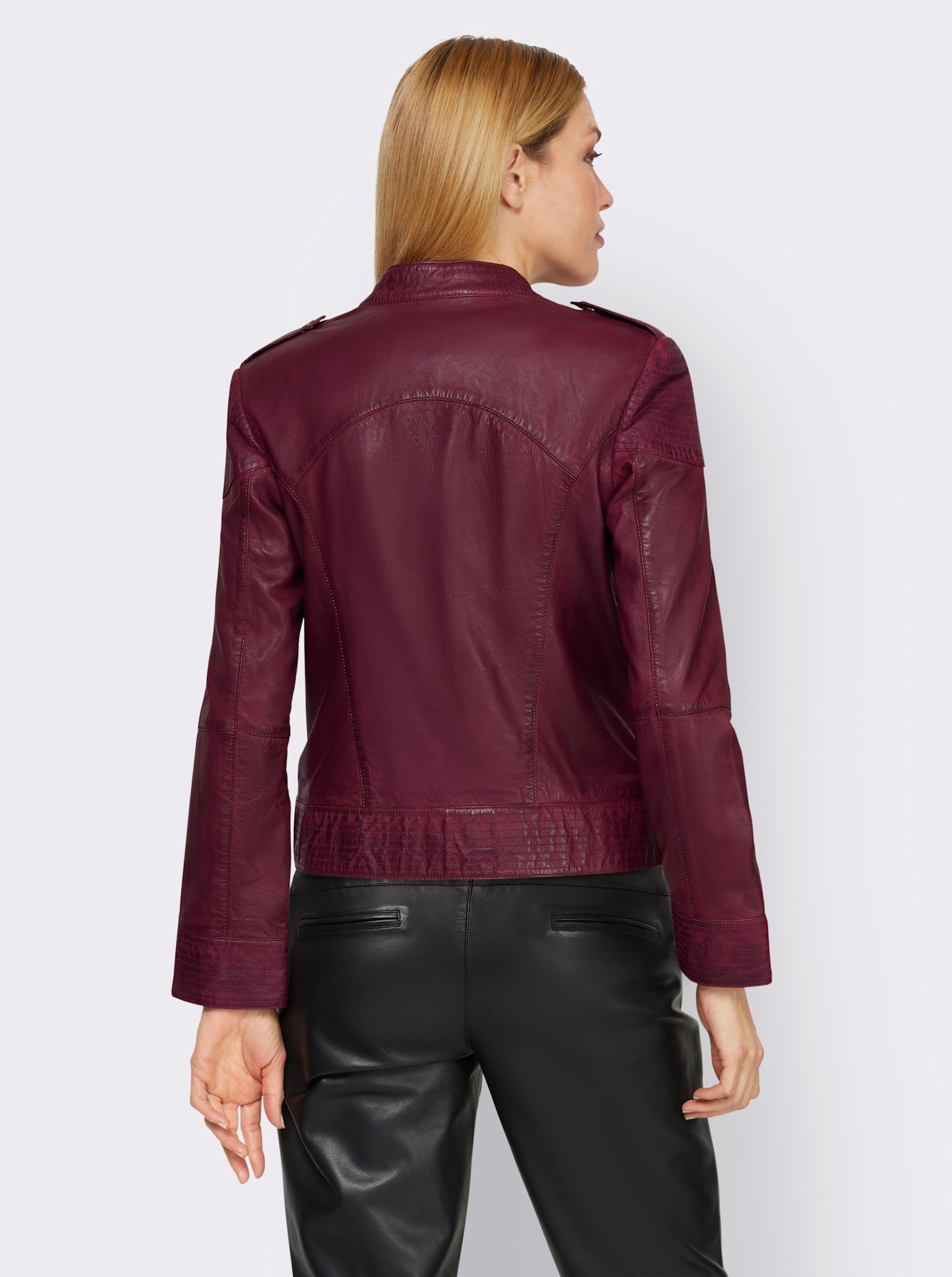 heine Lederjacke mit Schulterriegeln - bordeaux