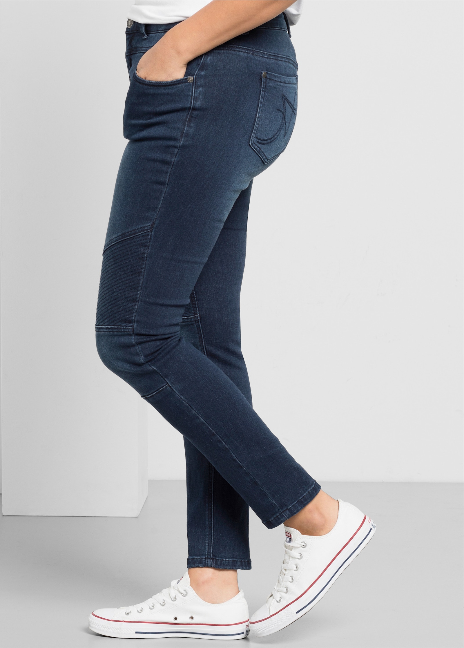 sheego Skinny jeans in bikerlook - dark blue denim