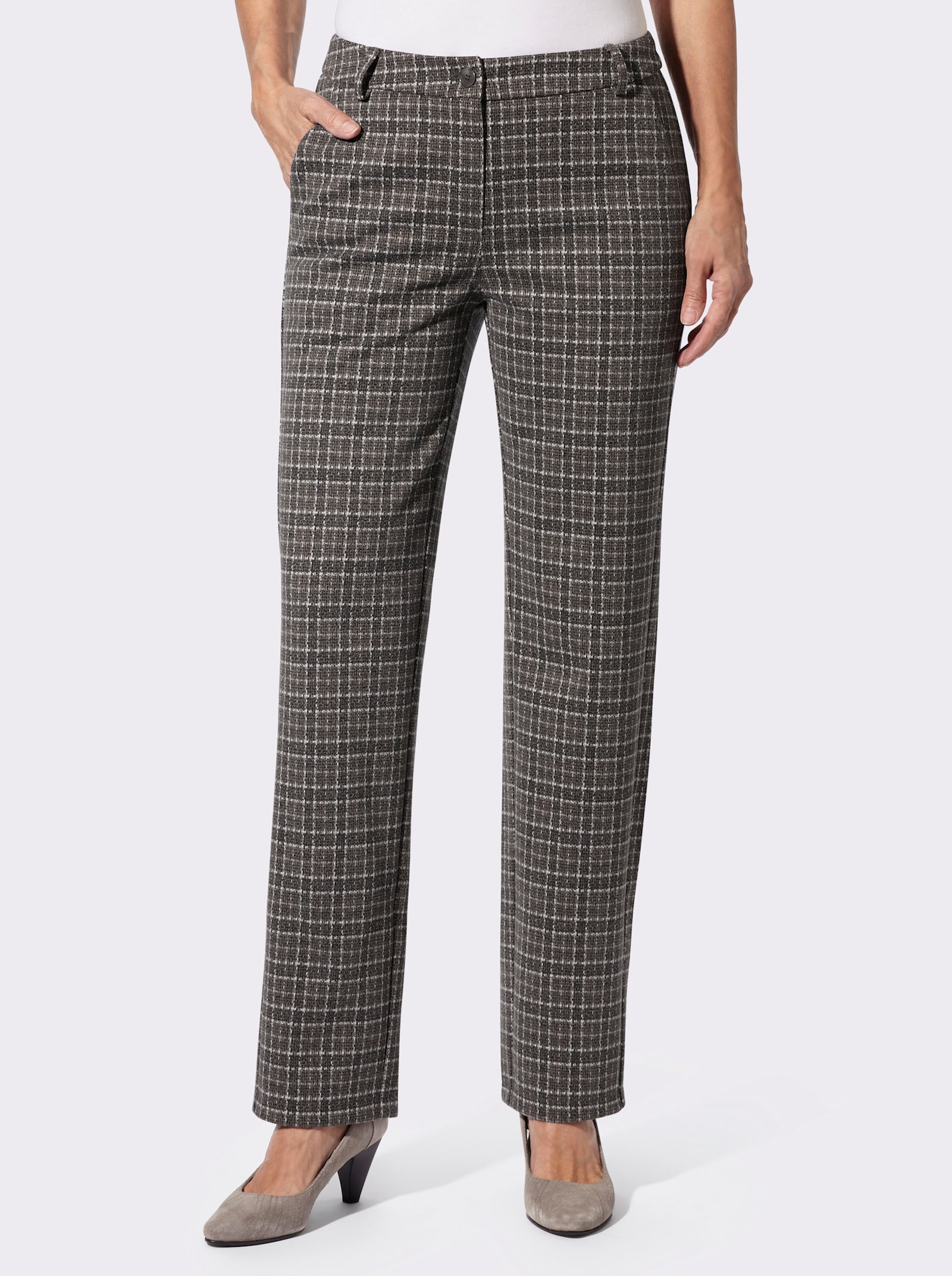 Stoffhose in Jersey-Qualität - schoko-ecru-gemustert