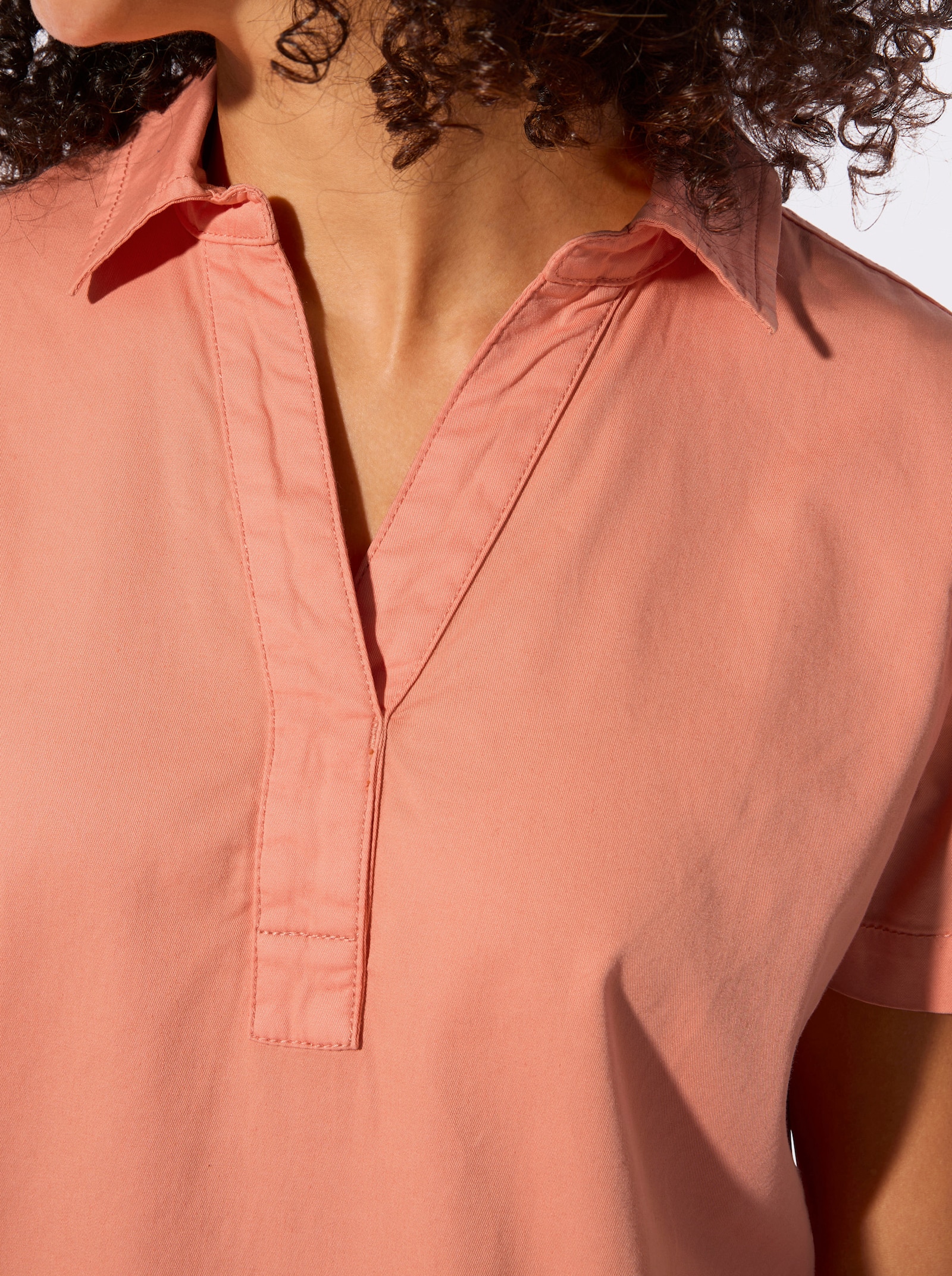 Jeanstunika mit abgerundetem Saum - papaya