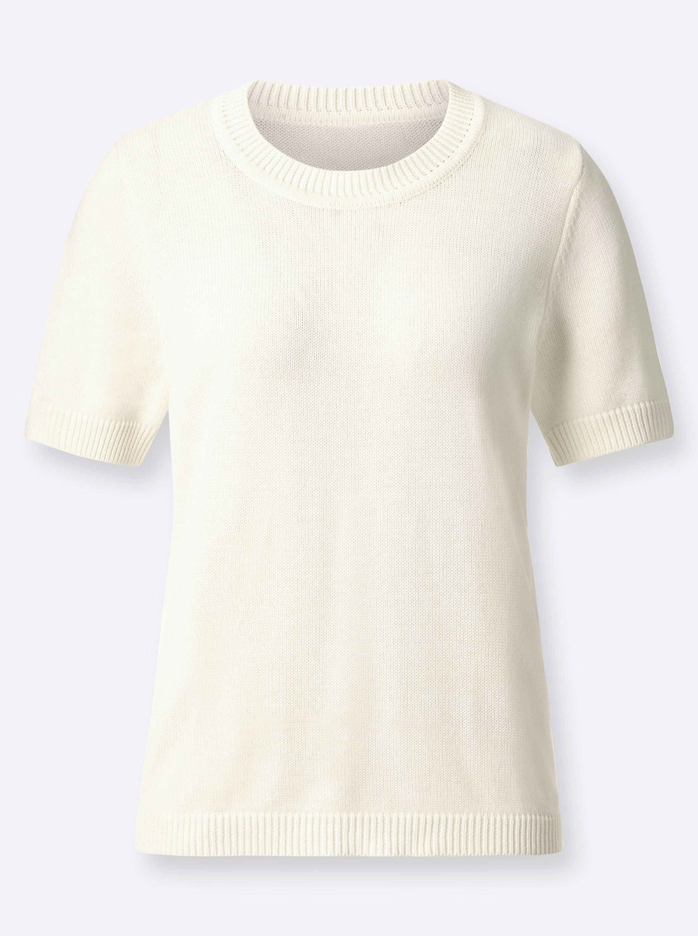 Sheego Damen Wollweiß Kurzarmpullover - Bild 2