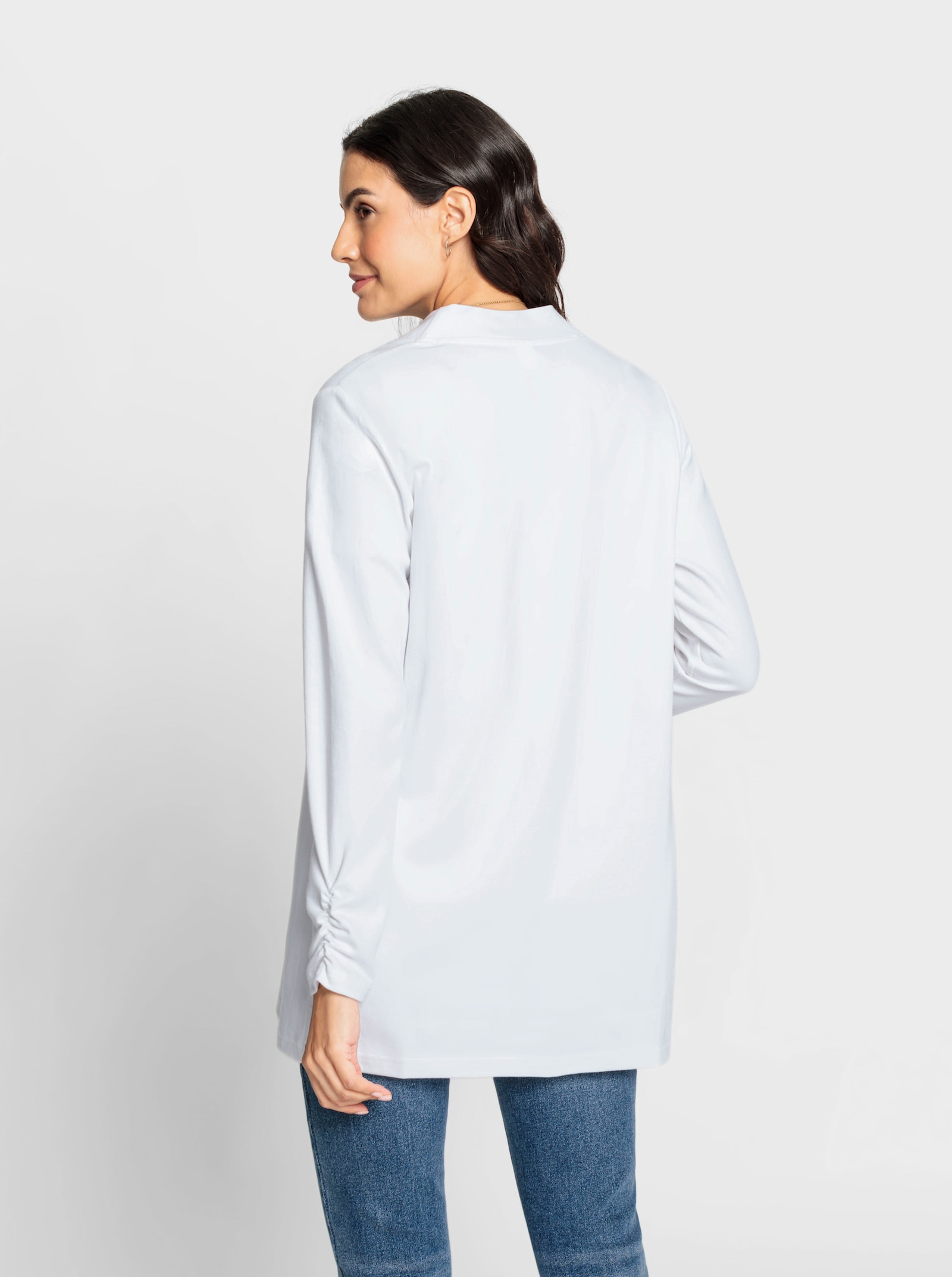 Shirtjacke mit Ärmel-Raffungen - weiß